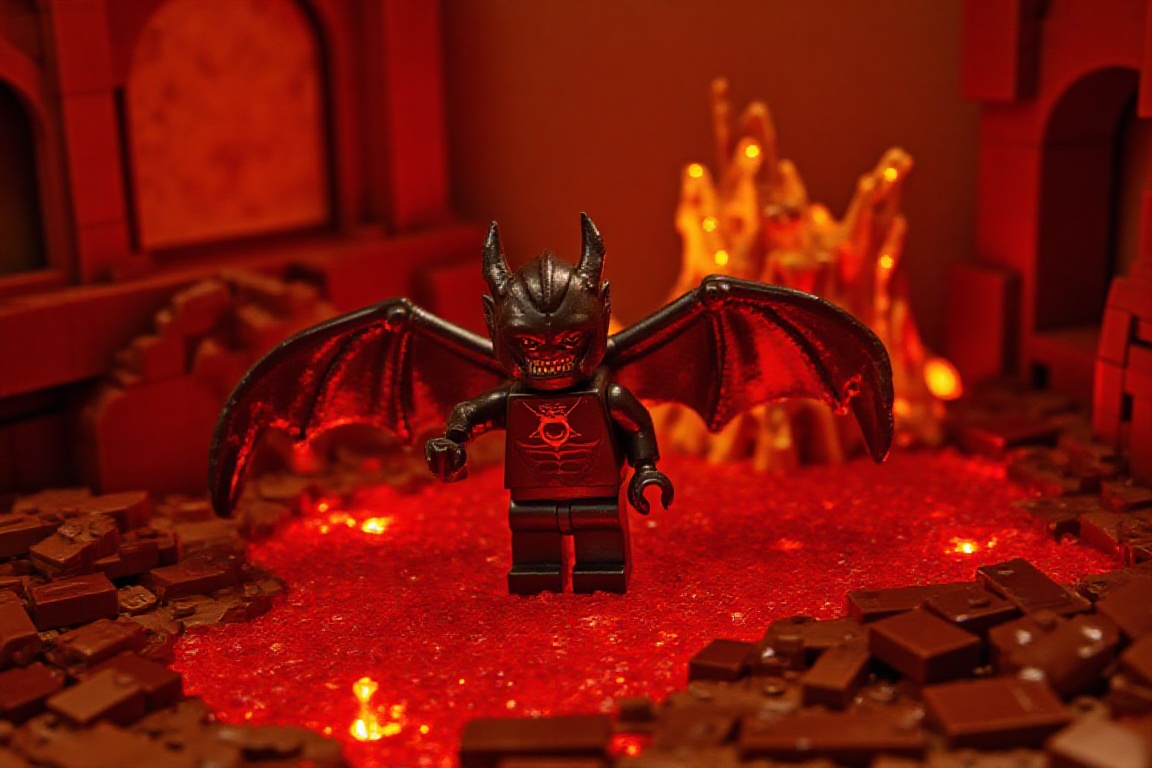 the hell made of LEGO bricks,  lava,  flames on Tensor.Art