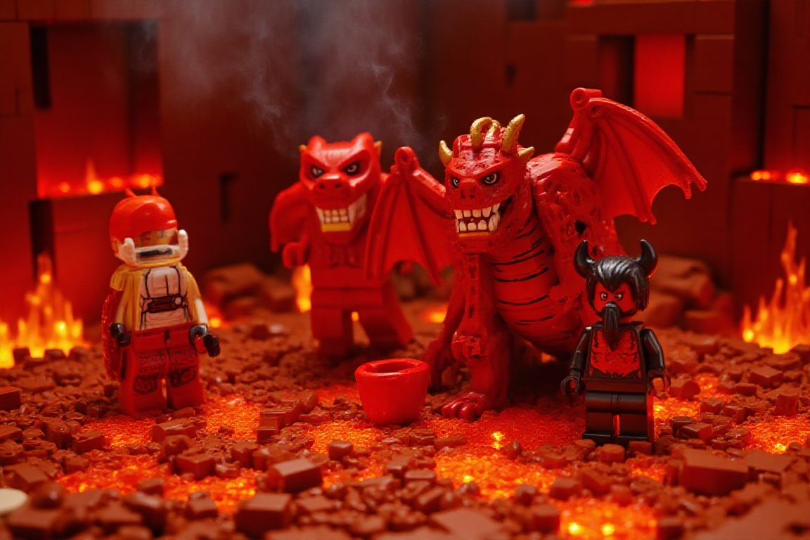 the hell made of LEGO bricks,  lava,  flames on Tensor.Art