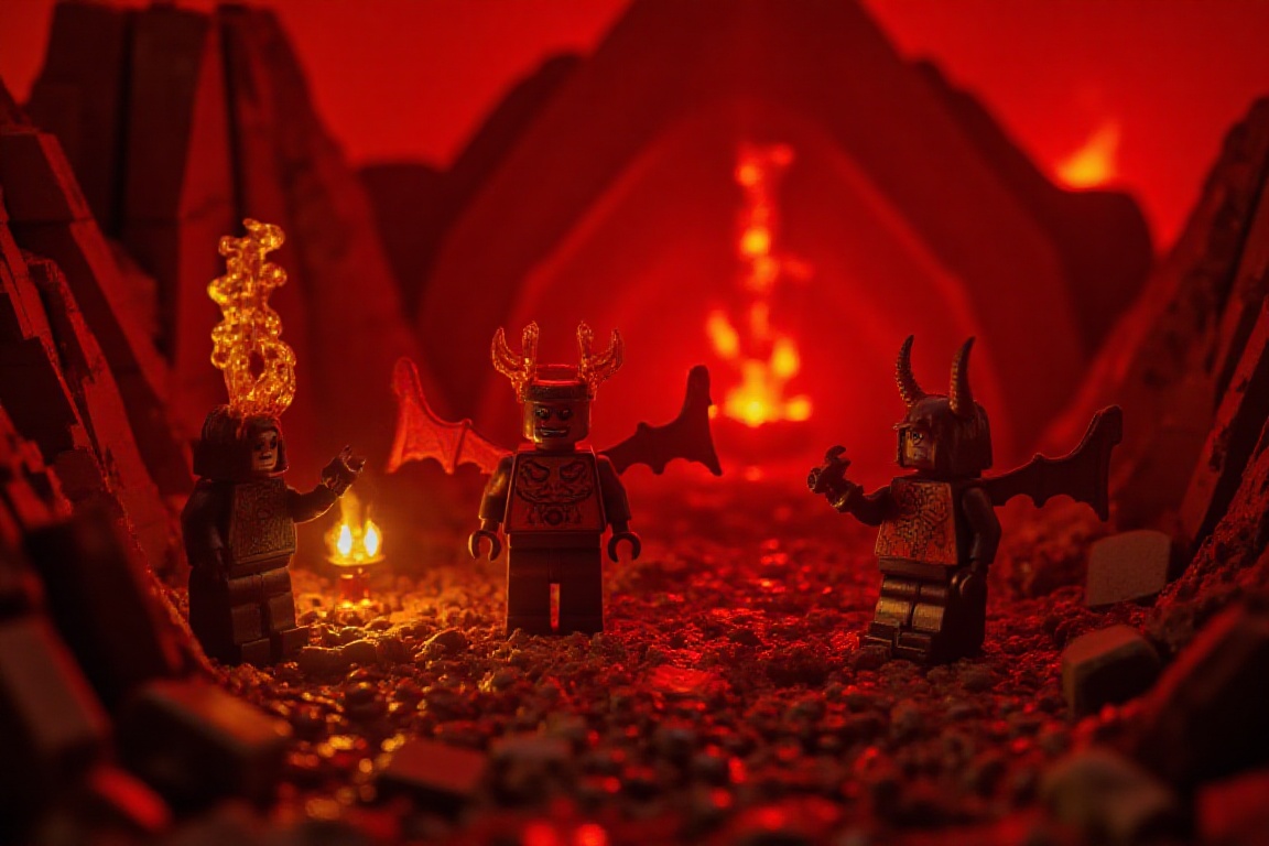 the hell made of LEGO bricks,  lava,  flames on Tensor.Art