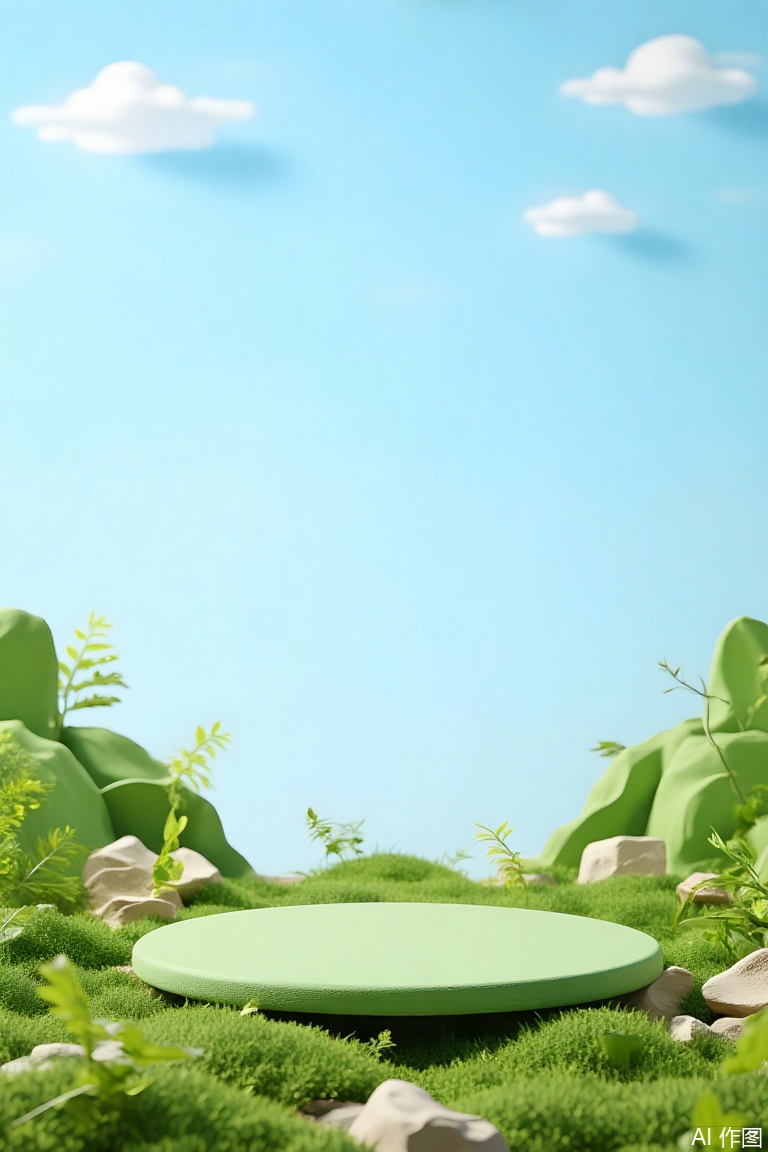 An natural green stand, blue sky and white clouds