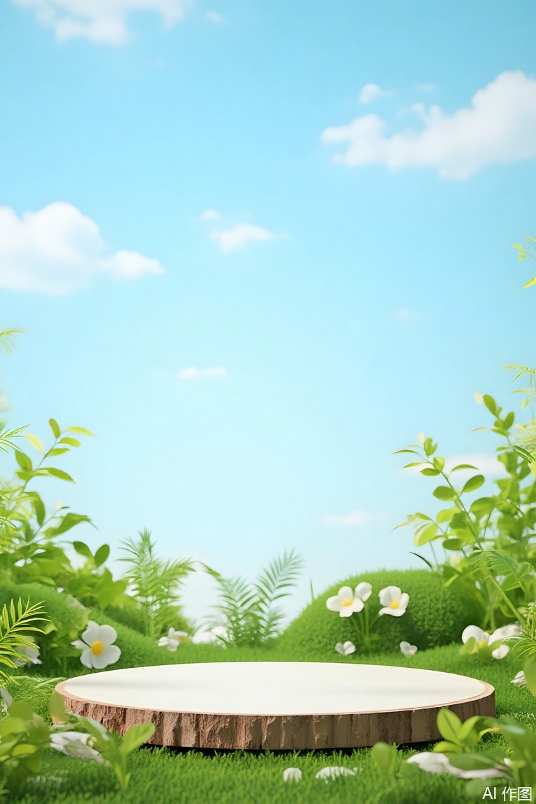 An natural green stand, blue sky and white clouds