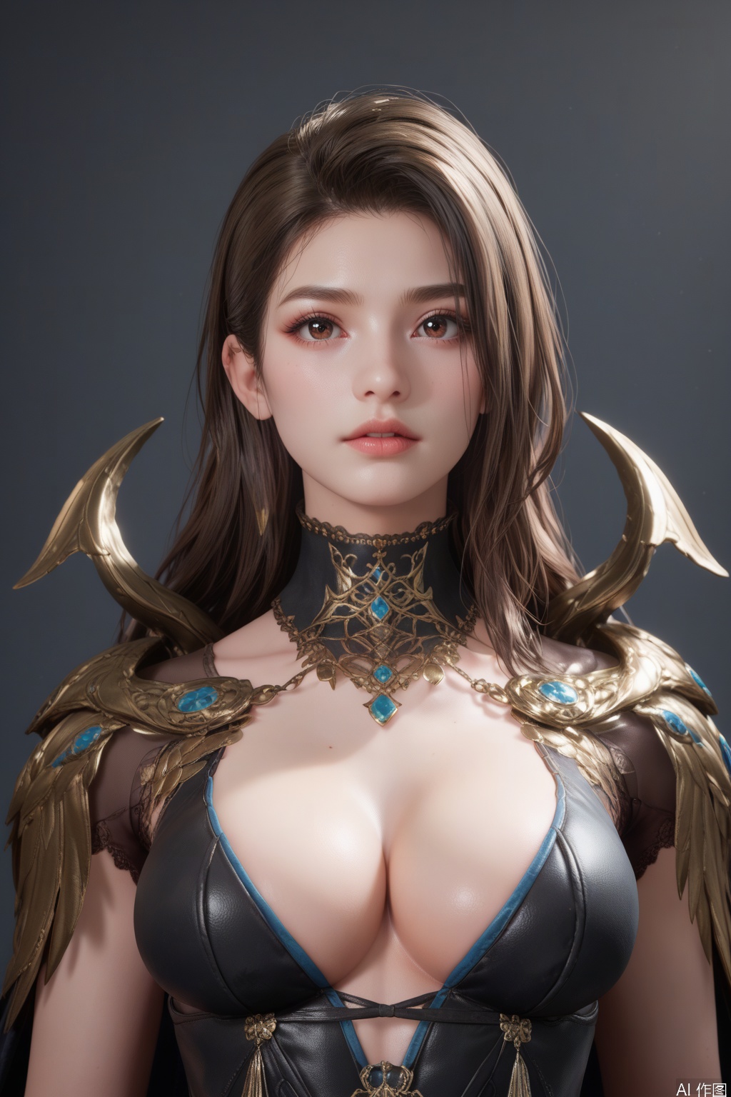 
supermodel,score_8_up,score_7_up,hyperdetailed,hyperrealistic,volumetric lighting,focus on face,textured skin,eye lighting,SkinHairDetail,zPDXL,very attractive,Expressiveh,realistic skin,
score_9,score_8_up,score_9,score_8_up,1 girls,high cold face,yujie,perfect round large,breasts,jewelry,beautiful eyes,detailed eyes,black gloves,breasts,brown eyes,brown hair,cape,cleavage,lips,long hair,makeup,parted lips