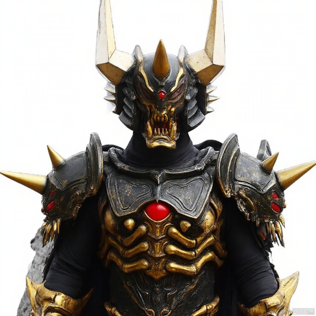 masterpiece, best quality,solo,(white background:1.2),simple background,
looking at viewer,axe,monster,breastplate,shoulder armor,gauntlets,cover,mask,helmet,full armor,weapon,spikes,armor,gloves,horns,gold armor,horned helmet