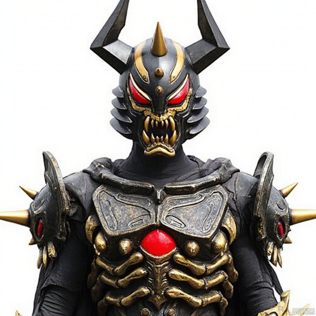 masterpiece, best quality,solo,(white background:1.2),simple background,
looking at viewer,axe,monster,breastplate,shoulder armor,gauntlets,cover,mask,helmet,full armor,weapon,spikes,armor,gloves,horns,gold armor,horned helmet