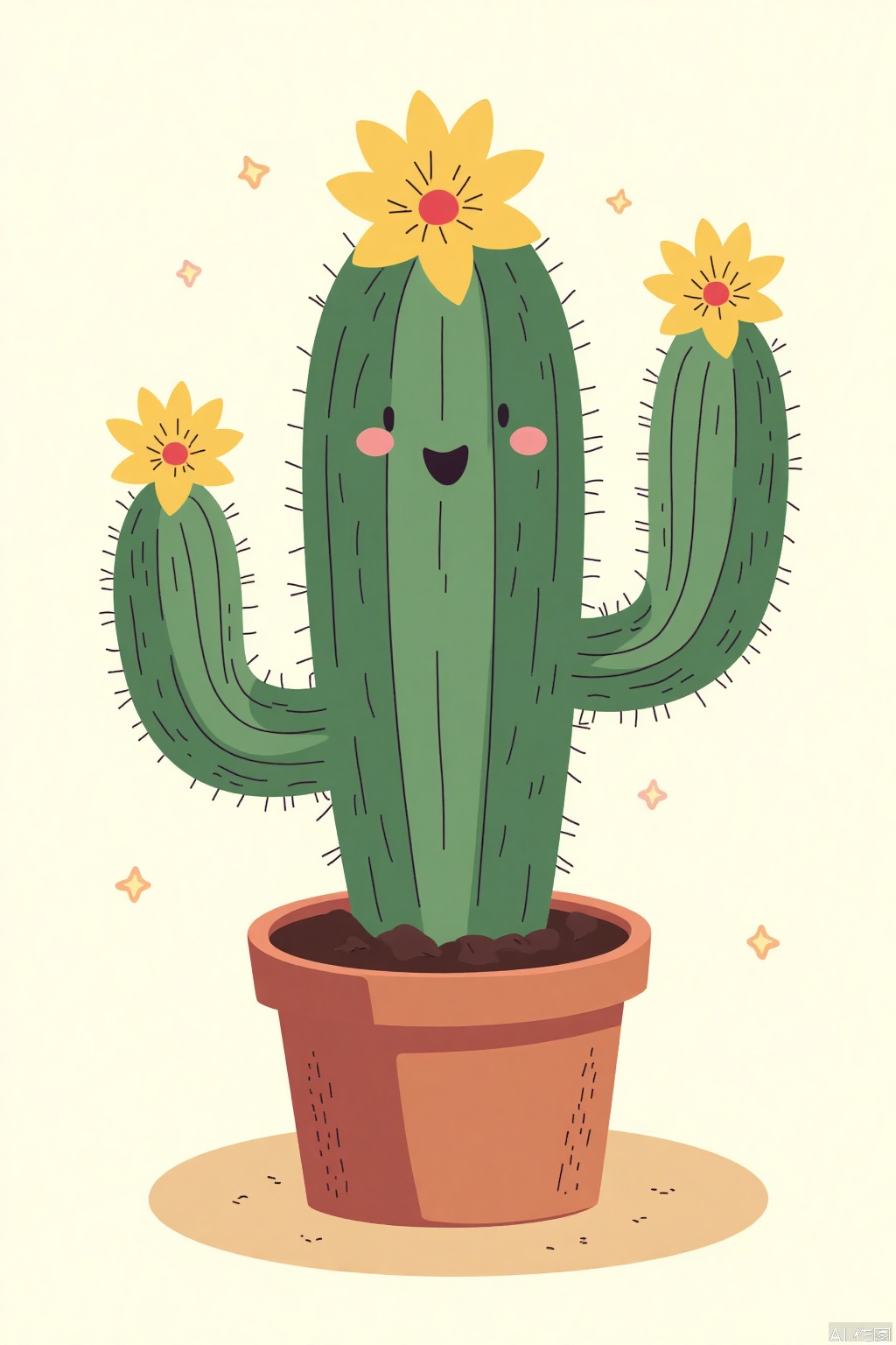 Cartoon illustration, cactus