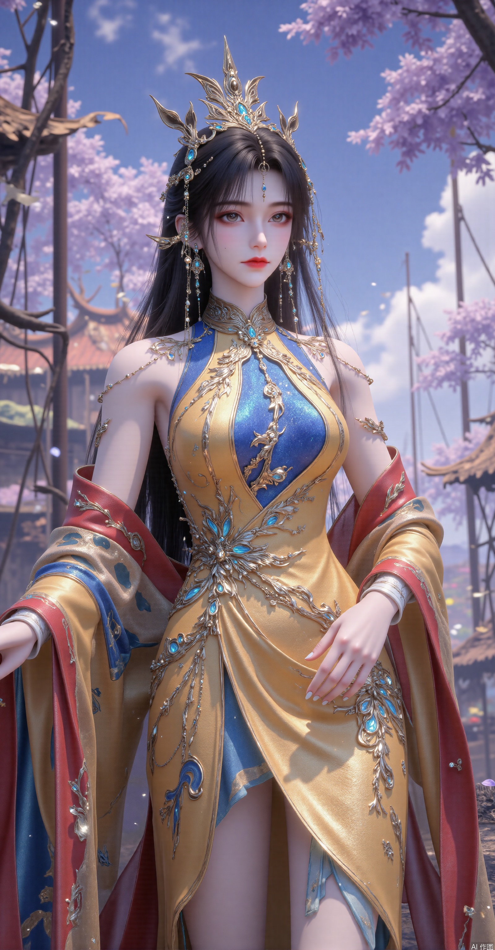 Costume Style Category
 
1. Draw a Portrait of a Person in Exquisite Ancient - style High - end Clothing: Require AI to draw a character image wearing magnificent ancient - style high - end clothing. The clothing should have delicate metal accessories and colorful fabric patches, with an overall style that is grand and rich in layers. You can refer to the color matching and decorative details of the clothing in the picture.
 
2. A Character in a Gorgeous Skirt in the Xianxia Theme: Set in the background of the Xianxia world, create a character wearing a gorgeous skirt. The skirt should have a unique collar design, flowing fabric, and exquisite pattern decorations. At the same time, match it with headwear and earrings and other accessories that conform to the Xianxia style.
 
Scene Integration Category
 
1. A Noble Fairy in a Fantasy World: Use AI to create a fantasy scene with strange landforms and mysterious lighting. A fairy dressed in clothing similar to that in the picture is placed in it, showing a noble and extraordinary temperament.
 
2. The Protagonist of a Celebration in an Otherworld: Set a celebration scene in an otherworld, with rich elements such as crowds, fireworks, and special buildings. At the center of the picture is a character wearing the exquisite clothing in the picture, becoming the focus of the celebration.
 
Character Design Category
 
1. The Image of a Female Elder in a Xianxia Sect: Create the image of a female elder in a Xianxia sect, wearing clothing similar to the style in the picture. Show her status in the sect and powerful immortal cultivation through her clothing, accessories, and demeanor.
 
2. A Goddess in Myth and Legend: Based on myth and legend stories, draw the image of a goddess. Refer to the clothing style in the picture, and the goddess should have a sacred and elegant temperament that conforms to her identity. Some mythical elements such as auspicious clouds and divine light can be added as special effects.