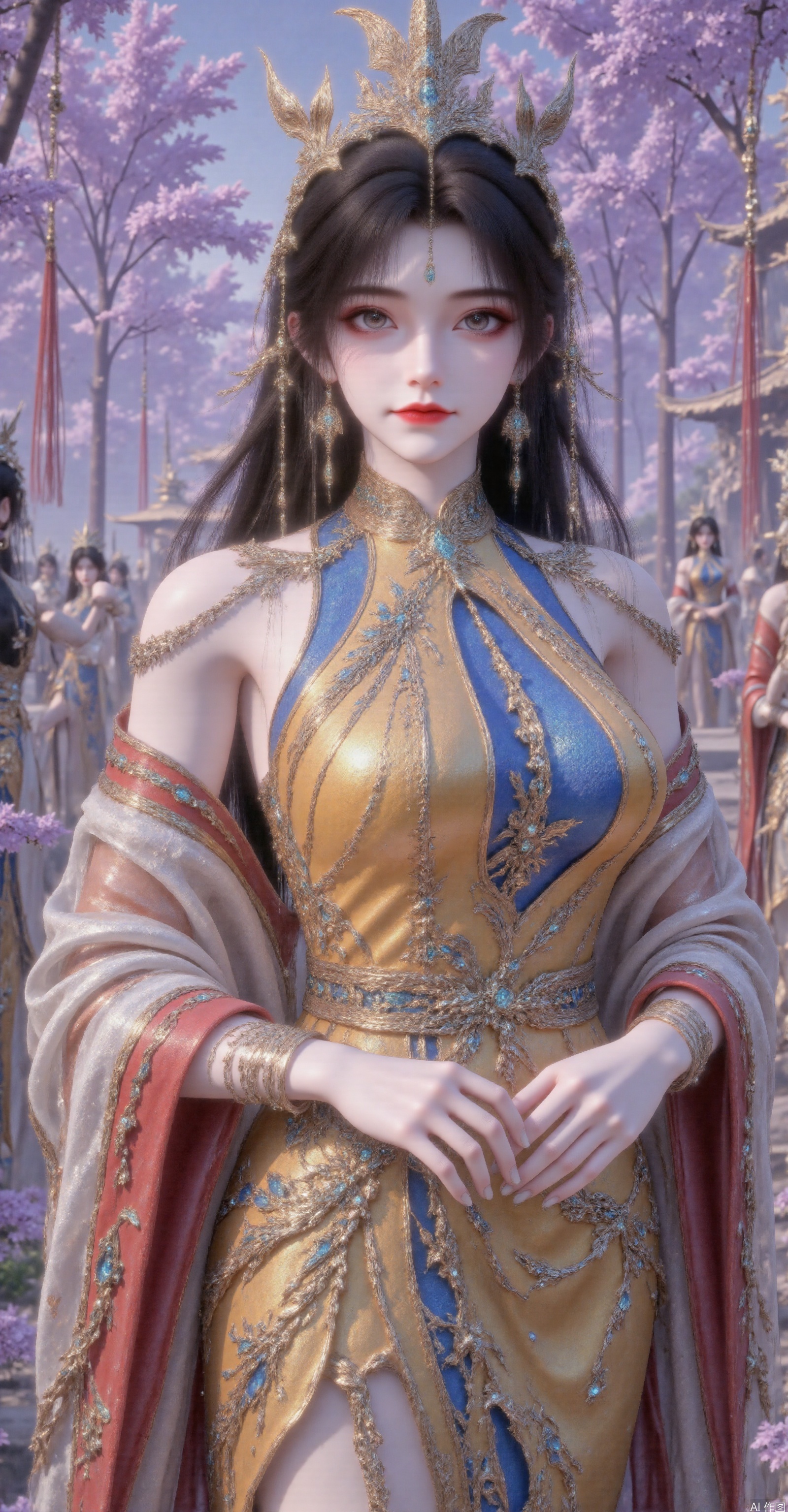 Costume Style Category
 
1. Draw a Portrait of a Person in Exquisite Ancient - style High - end Clothing: Require AI to draw a character image wearing magnificent ancient - style high - end clothing. The clothing should have delicate metal accessories and colorful fabric patches, with an overall style that is grand and rich in layers. You can refer to the color matching and decorative details of the clothing in the picture.
 
2. A Character in a Gorgeous Skirt in the Xianxia Theme: Set in the background of the Xianxia world, create a character wearing a gorgeous skirt. The skirt should have a unique collar design, flowing fabric, and exquisite pattern decorations. At the same time, match it with headwear and earrings and other accessories that conform to the Xianxia style.
 
Scene Integration Category
 
1. A Noble Fairy in a Fantasy World: Use AI to create a fantasy scene with strange landforms and mysterious lighting. A fairy dressed in clothing similar to that in the picture is placed in it, showing a noble and extraordinary temperament.
 
2. The Protagonist of a Celebration in an Otherworld: Set a celebration scene in an otherworld, with rich elements such as crowds, fireworks, and special buildings. At the center of the picture is a character wearing the exquisite clothing in the picture, becoming the focus of the celebration.
 
Character Design Category
 
1. The Image of a Female Elder in a Xianxia Sect: Create the image of a female elder in a Xianxia sect, wearing clothing similar to the style in the picture. Show her status in the sect and powerful immortal cultivation through her clothing, accessories, and demeanor.
 
2. A Goddess in Myth and Legend: Based on myth and legend stories, draw the image of a goddess. Refer to the clothing style in the picture, and the goddess should have a sacred and elegant temperament that conforms to her identity. Some mythical elements such as auspicious clouds and divine light can be added as special effects.