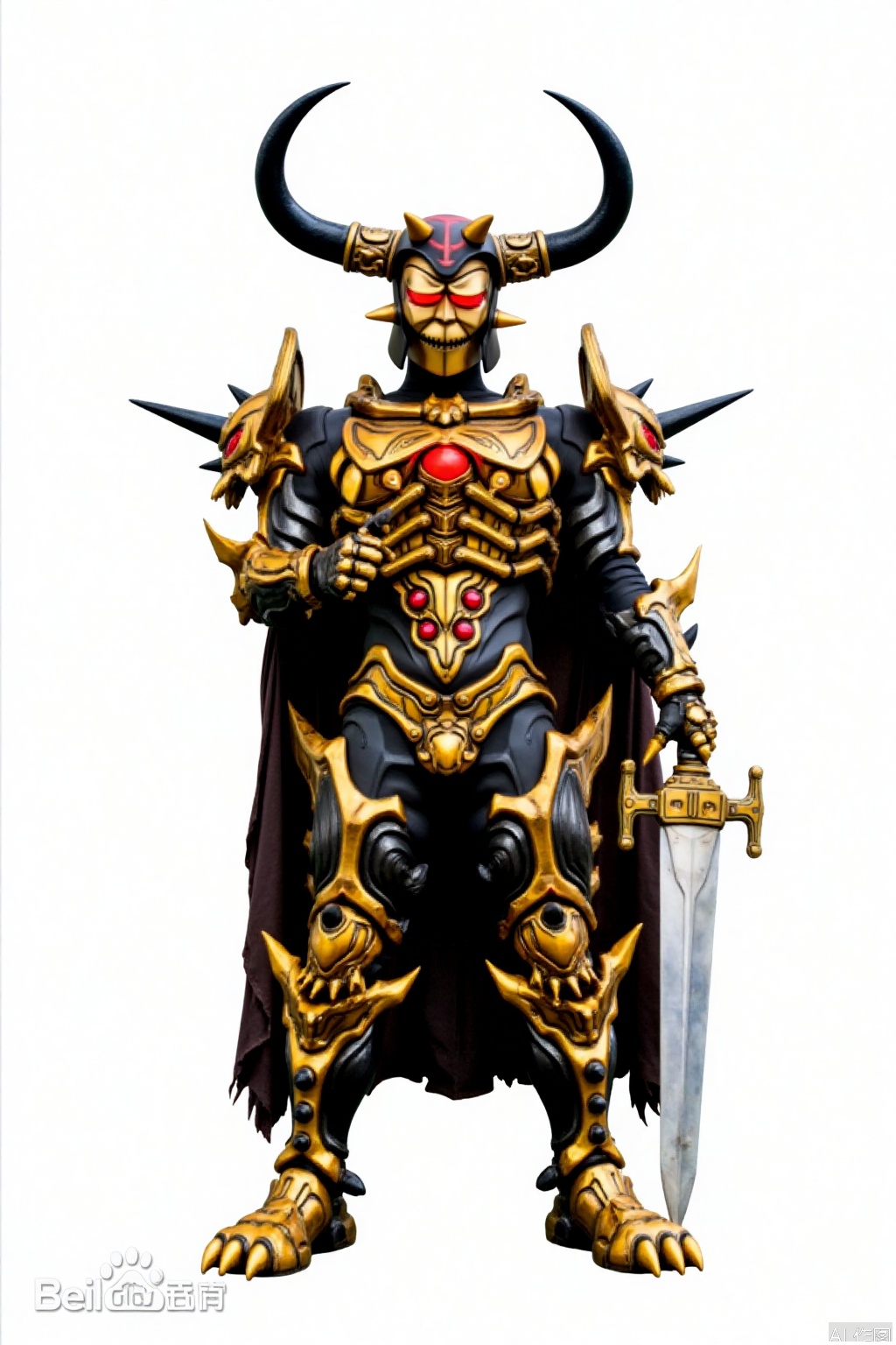 masterpiece, best quality,solo,(white background:1.2),simple background,
looking at viewer,sword,horned helmet,horns,gloves,armor,spikes,weapon,full armor,helmet,mask,cover,gauntlets,shoulder armor,breastplate,monster,gold armor