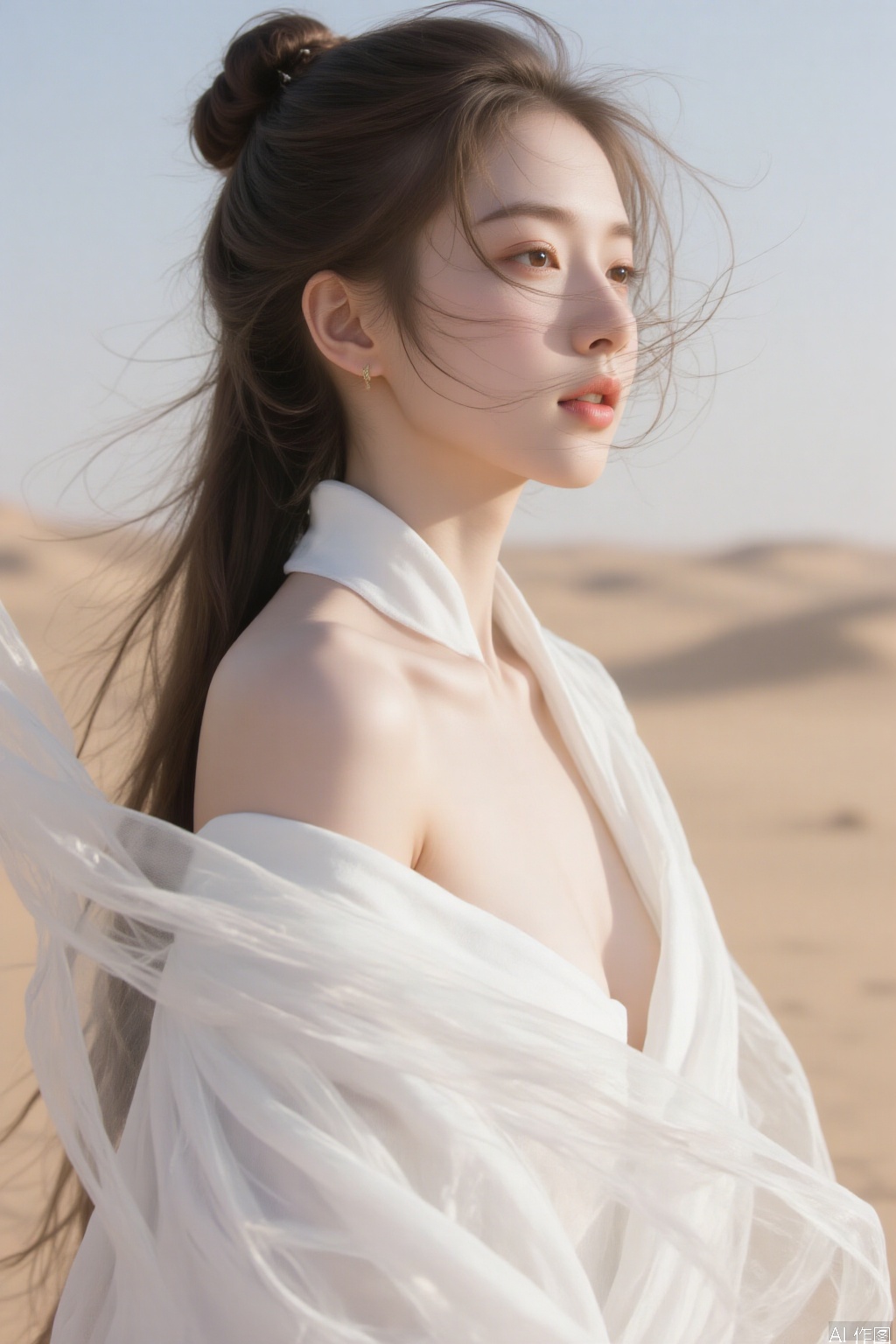 1 girl,  long hair,  bun on Tensor.Art