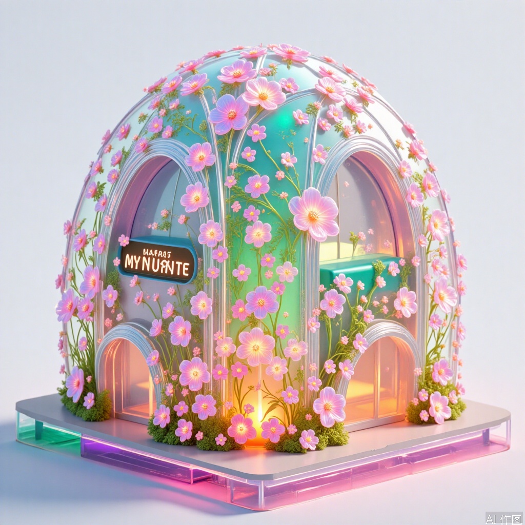 , Everything blossoms.,Future architecture,glittering and translucent