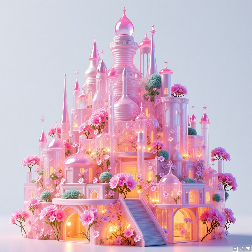 , Everything blossoms.,Future architecture,glittering and translucent