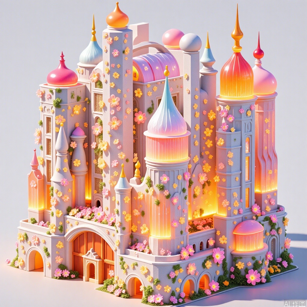 , Everything blossoms.,Future architecture,glittering and translucent,Beardsley and Gaudi