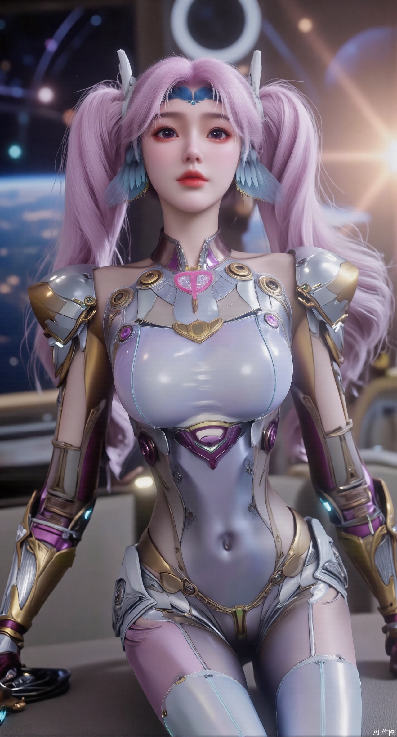 SFW,(masterpiece:1.2),best quality,absurdres,masterpiece,original,extremely detailed wallpaper,perfect lighting,1girl,solo,looking at viewer,(cowboy_shot:1.3),long hair,high heels,blurry background,depth of field,motion blur,(long dress:1.23),crystal_earrings,headpiece,hair_tie,chest_jewel,gem,necklace,jewelry,in summer,day,outdoors,nature,(Space, planetary belt, Earth, Mercury, Venus, Mars, Jupiter, Saturn, Sun in the background:1.59),(huge breasts:2.99),(full breasts:2.99),,large natural breast,soft breasts,XqingnvzongZM,XanmiaoyiXY,Xaichen,XyunyunX,Xhuangnv