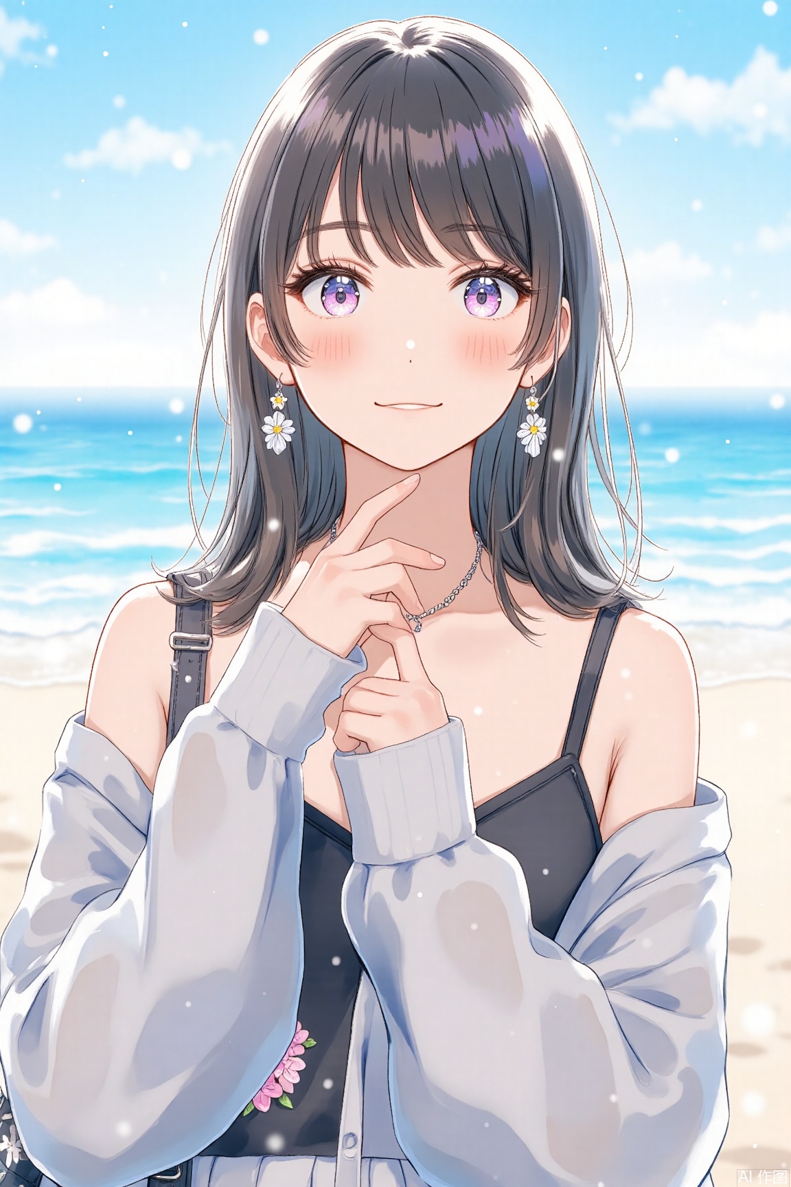 masterpiece,best quality,official art,extremely detailed CG unity 8k wallpaper,cute elder wife, slim,{2girls},((loli)),shy,long eyelashes,snowing,hair flower,pink eyes,beach,diadem,masterpiece,best quality,official art,extremely detailed CG unity 8k wallpaper,long hair,(((((Cleavage))))),((Flower earrings)),((Flower Tattooo)),(Extra long hair),glaring,ahoge,Purple eyes,((((Long eyelashes)))),((Transparent clothing)),(((crossed bangs))),(((straight_hair))),((hair flower))((Heart-shaped Necklace))((close the eyes))((eye shadow))((Off Shoulder)),((forehead))((Girl's shoulder bag))((double eyelids))
负向提示