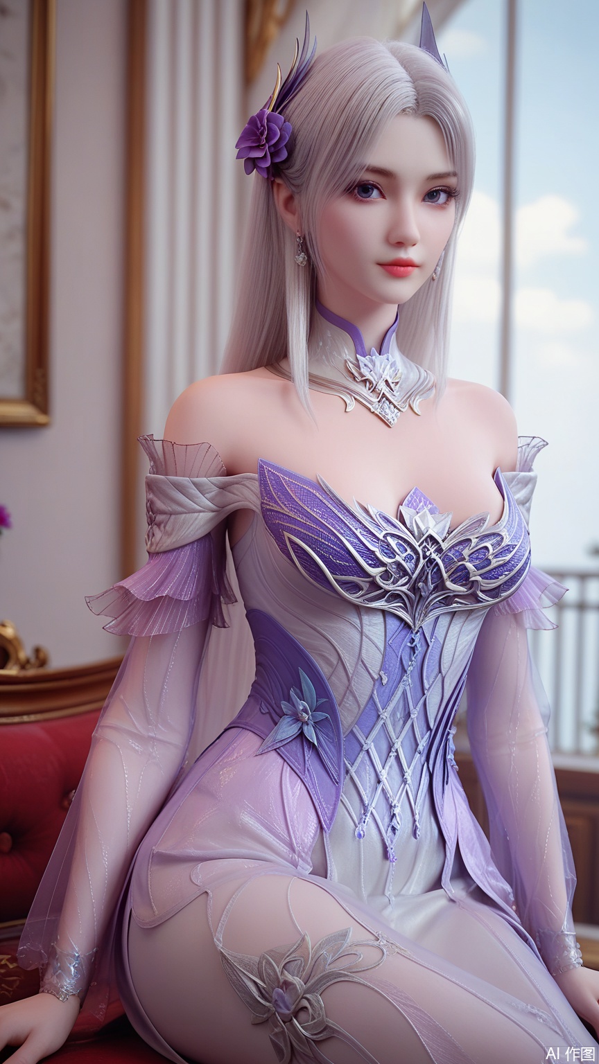 score_9_up,score_8_up,score_7_up, (high definition, Best quality, masterpiece, 4K, exquisite skin), perfect_anatomy, intricate details, 1girl, solo, big breasts, looking at viewer, sitting,