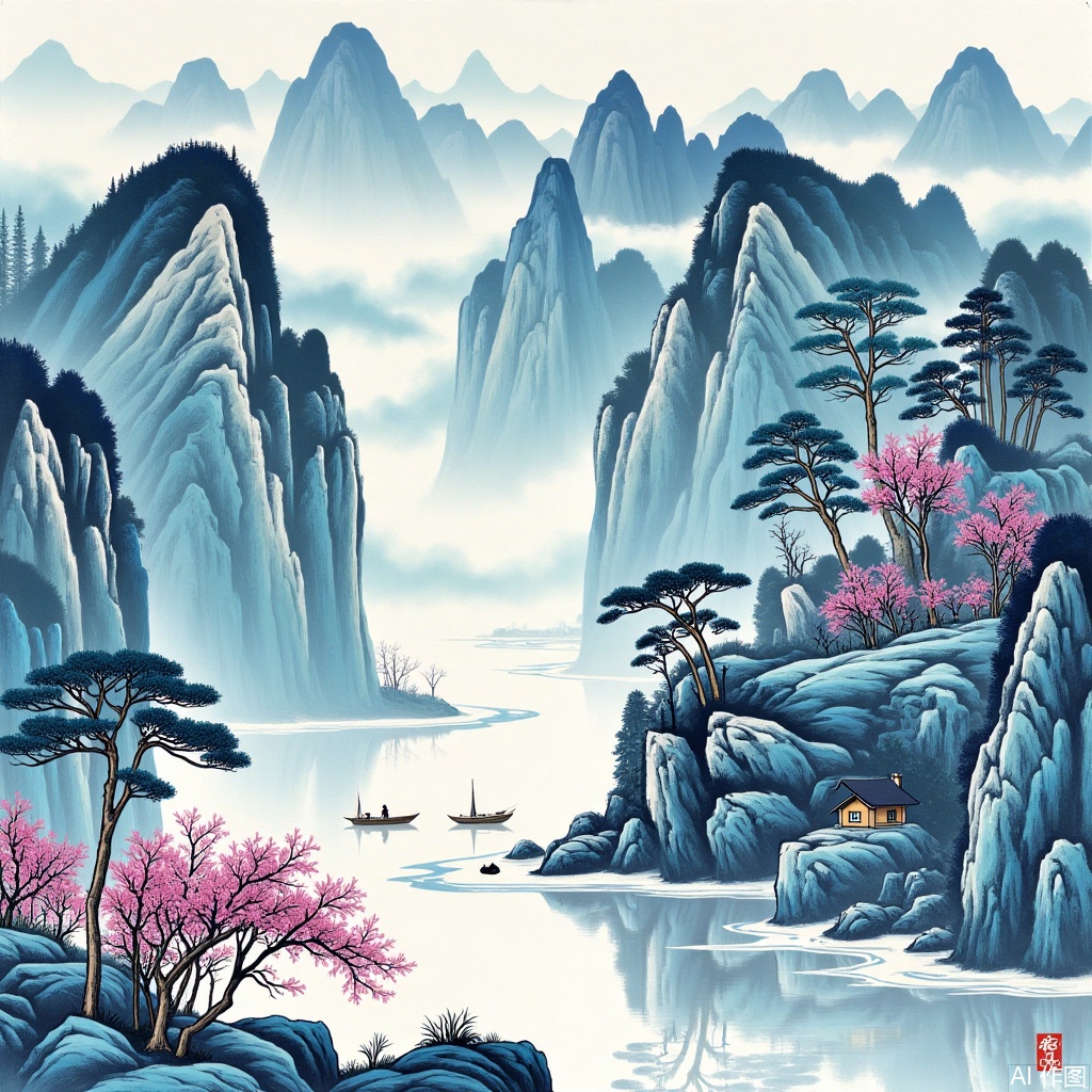 Animal spirit,Landscape of mountains and waters