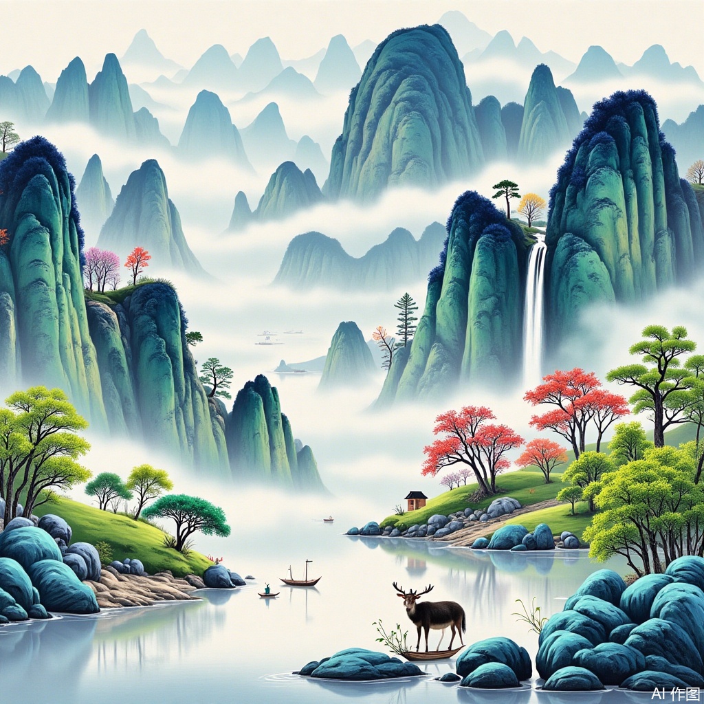 Animal spirit,Landscape of mountains and waters