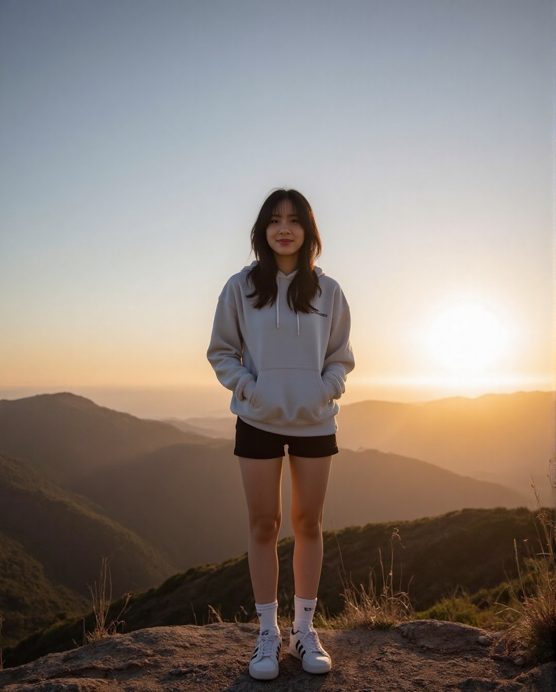 Create a realistic photoshoot scene using a Canon EOS 1D camera with a 50mm Canon RF lens set at f/1.4 aperture. Capture a...