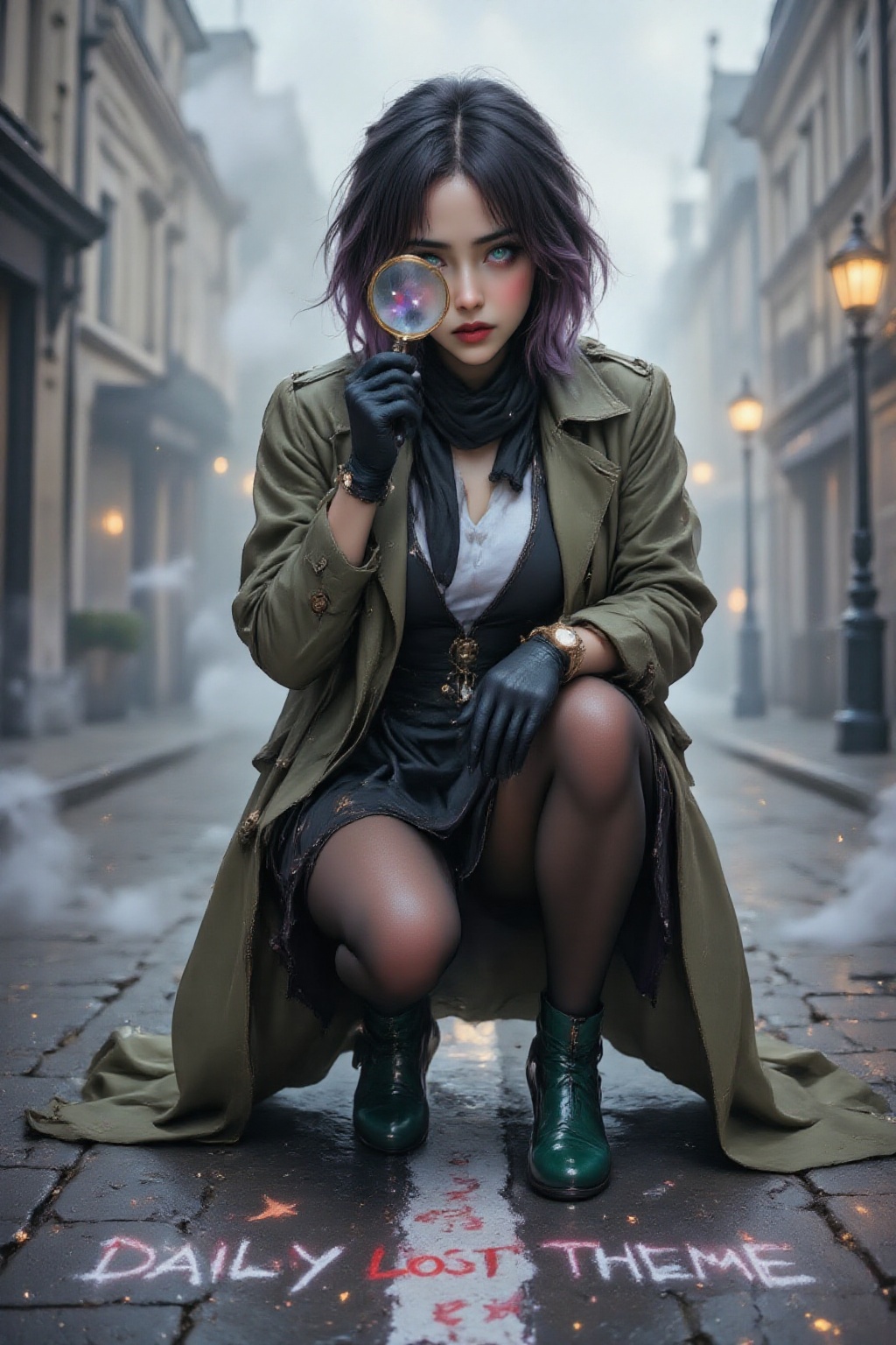 Top quality. Inspiration: Daily theme,  missing,  fog. Visuals: Close-up: A girl with neat on Tensor.Art