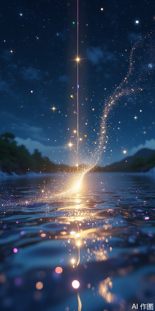 Dingdar's light penetrates the love group and forms a sacred beam - Rainbow diffraction stripes are attached to all highlights - **Dynamic interaction**: - Falling love will dissolve into starlight on the water surface - The breeze will trigger the wave linkage of the love light chain when the breeze blows.