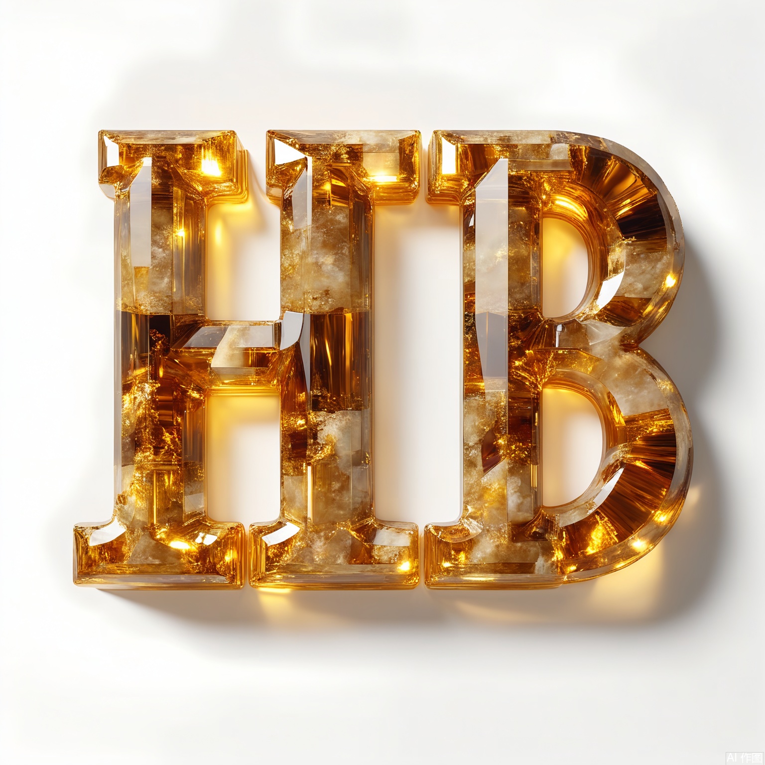 ZRSL, A set of photos of the letters "TUSIART" inlaid with tiger’s-eye quartz, golden-brown chatoyant bands shimmering under focused spotlights. The minimalist white stage directs all attention to the stone's silk-like luster.

