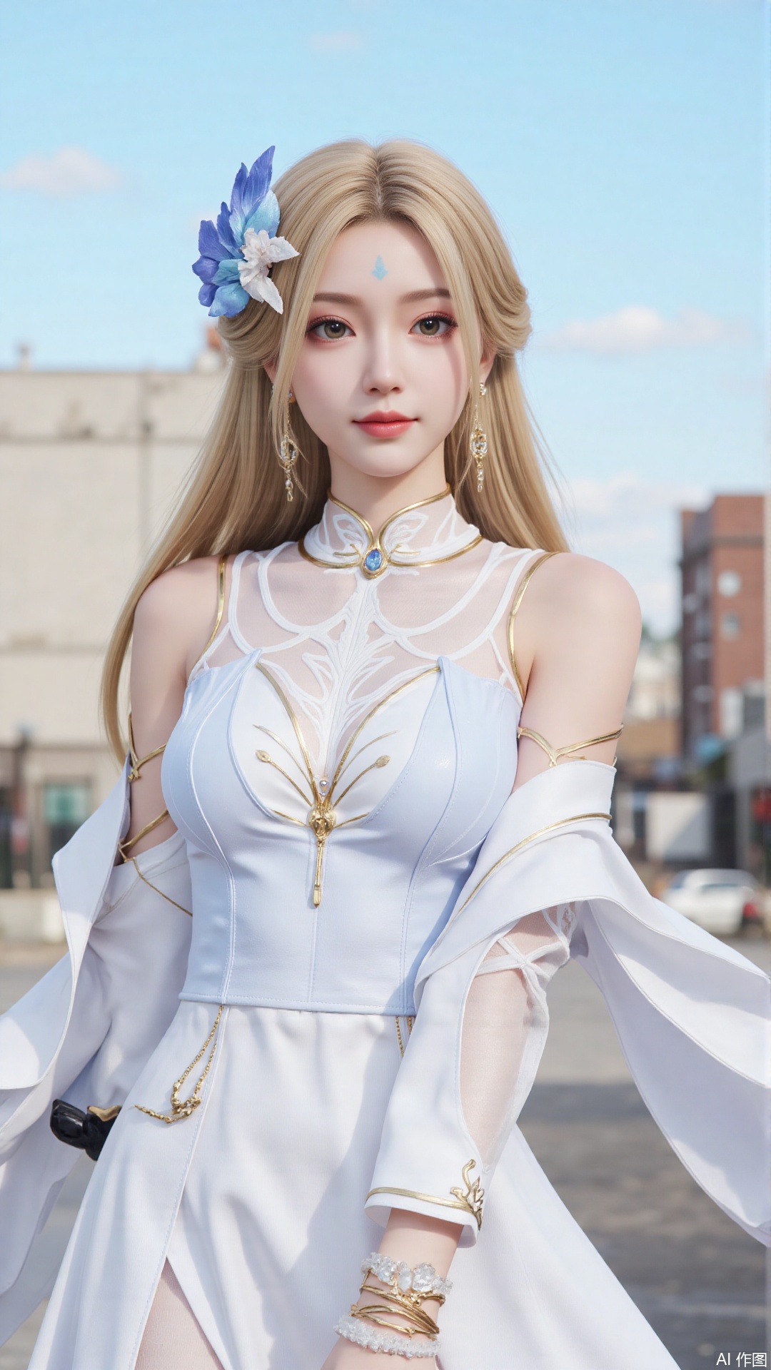 (Murata_Renge:0.8),(reoen1:1),(as109:0.7),(Saebe_Shun:0.7),(akipeko:0.7),(Toronto:0.8),(lineart:0.8),(fuzichoco:0.6),(Mika Pikazo:0.4),(Artist:    sheya:0.5),(wlop:0.4),Illustration,Simple Flat Coloring,lightshadow,line art,shadow,masterpiece,best quality,good quality,very aesthetic,A shot with tension,impactful picture,offcial art,movie perspective,masterpiece,facing the lens,best quality,very aesthetic,extremely delicate and beautiful,huge filesize,amazing quality,Blurred foreground,solo_focus,simple_background,depth_of_field,sunlight,reflective,masterful details,intricate details,soothing tones,high contrast,natural skin    texture,soft light,sharp,ultra-high resolution,32K UHD,
1girl, solo, long hair, looking at viewer, smile, open mouth, bangs, blonde hair, red eyes, gloves, dress, hair between eyes, bare shoulders, twintails, ahoge, :d, sidelocks, outdoors, sky, sleeveless, alternate costume, day, pointy ears, elbow gloves, white gloves, white dress, blue sky, orange eyes, sleeveless dress, low twintails, bug, butterfly, veil, stairs, wedding dress, bridal veil, bride, klee \(genshin impact\)