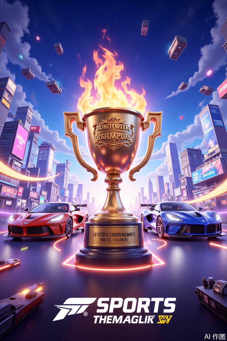 Racing,Champions Trophy, Esports Poster, Game, Flame,