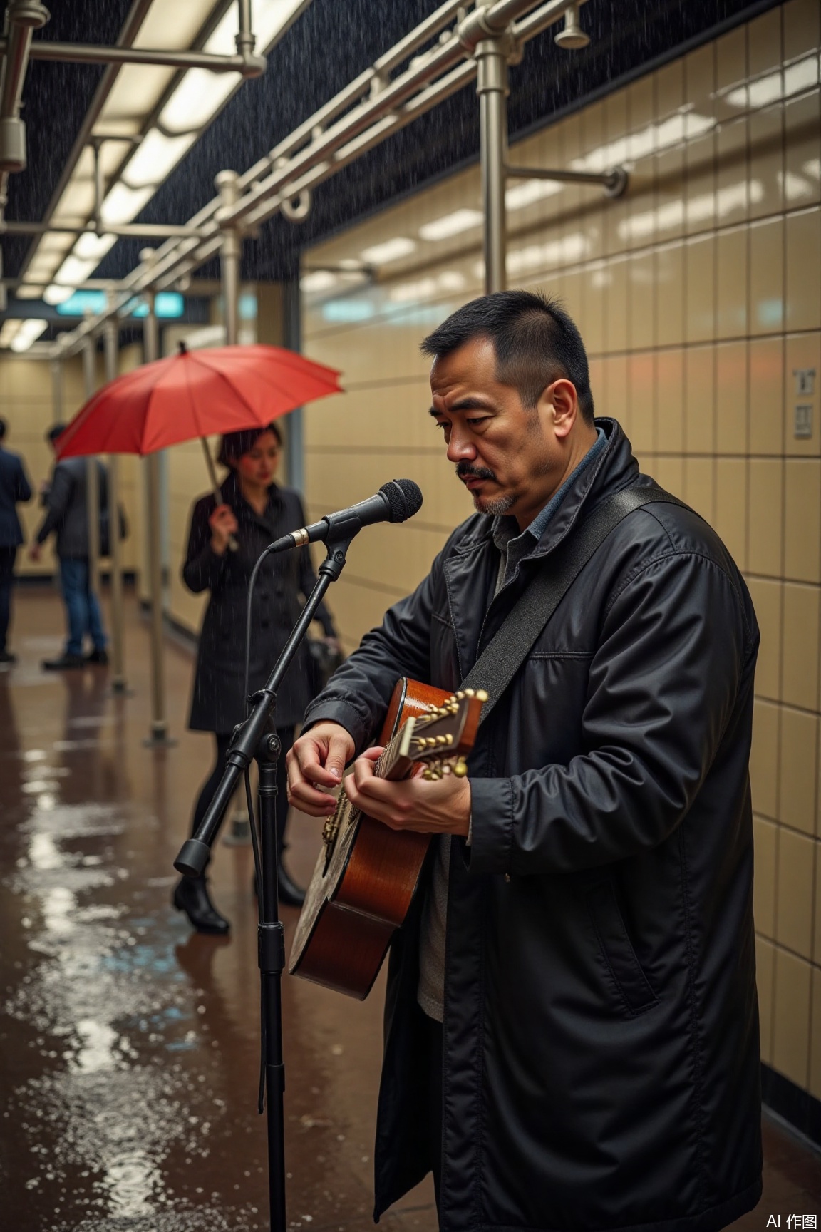 KYNR, The man in a black windbreaker played "My Funny Valentine" in the subway passage, and the brass tube was condensed with water droplets. The red umbrella passing by the woman was lifted by the airflow, jazz notes intertwined with the roar of the train, and the wet wall tiles were twisted into Degas-style impressionist color blocks.