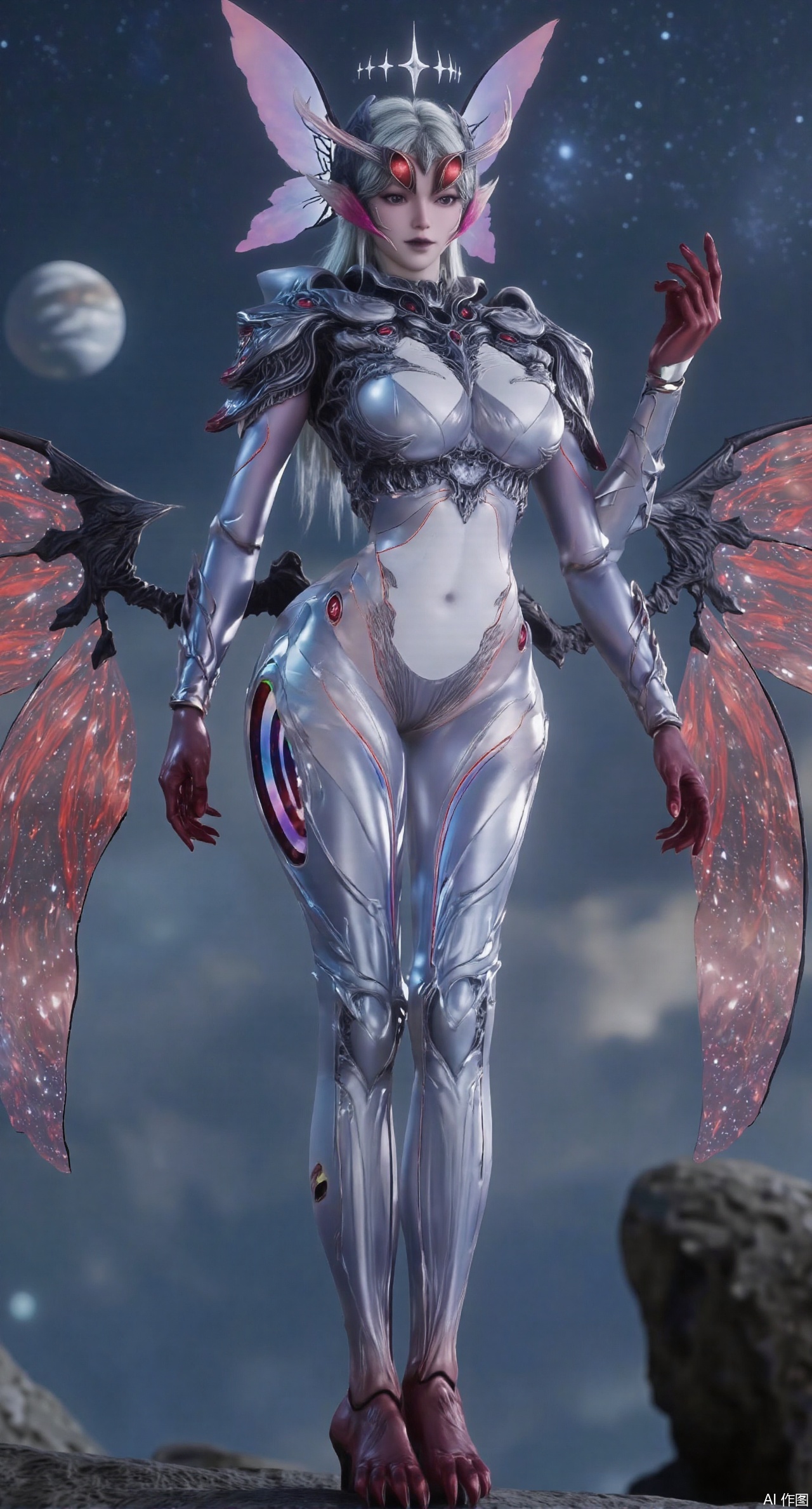 sfw,(masterpiece:1.2),best quality,absurdres,masterpiece,original,extremely detailed wallpaper,perfect lighting,1girl,solo,looking at viewer,(cowboy_shot:1.3),short hair,high heels,blurry background,depth of field,motion blur,crystal_earrings,headpiece,in summer,day,outdoors,nature,(Space, planetary belt, Earth,Jupiter, Milky Way in the background:1.69),(huge breasts:2.99),(full breasts:2.99),XyunyunXY,Xmeining,Xjiangziyue,Xweinina,Xyunxiao,Xxiaoqingxue,Xlenhuan,Xbabata,Xhewanyuzhiyao,XzixiaY,Xqinyao,Xaichen