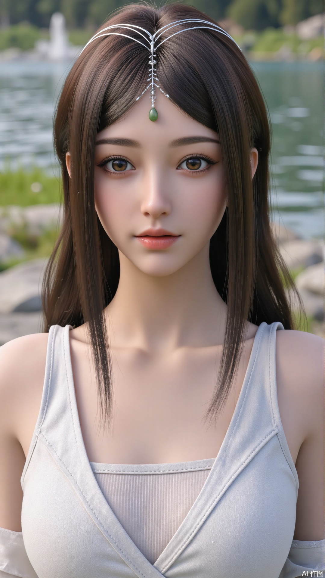 masterpiece,best quality,1girl, brown eyes, long hair, dress ,cowboy shot