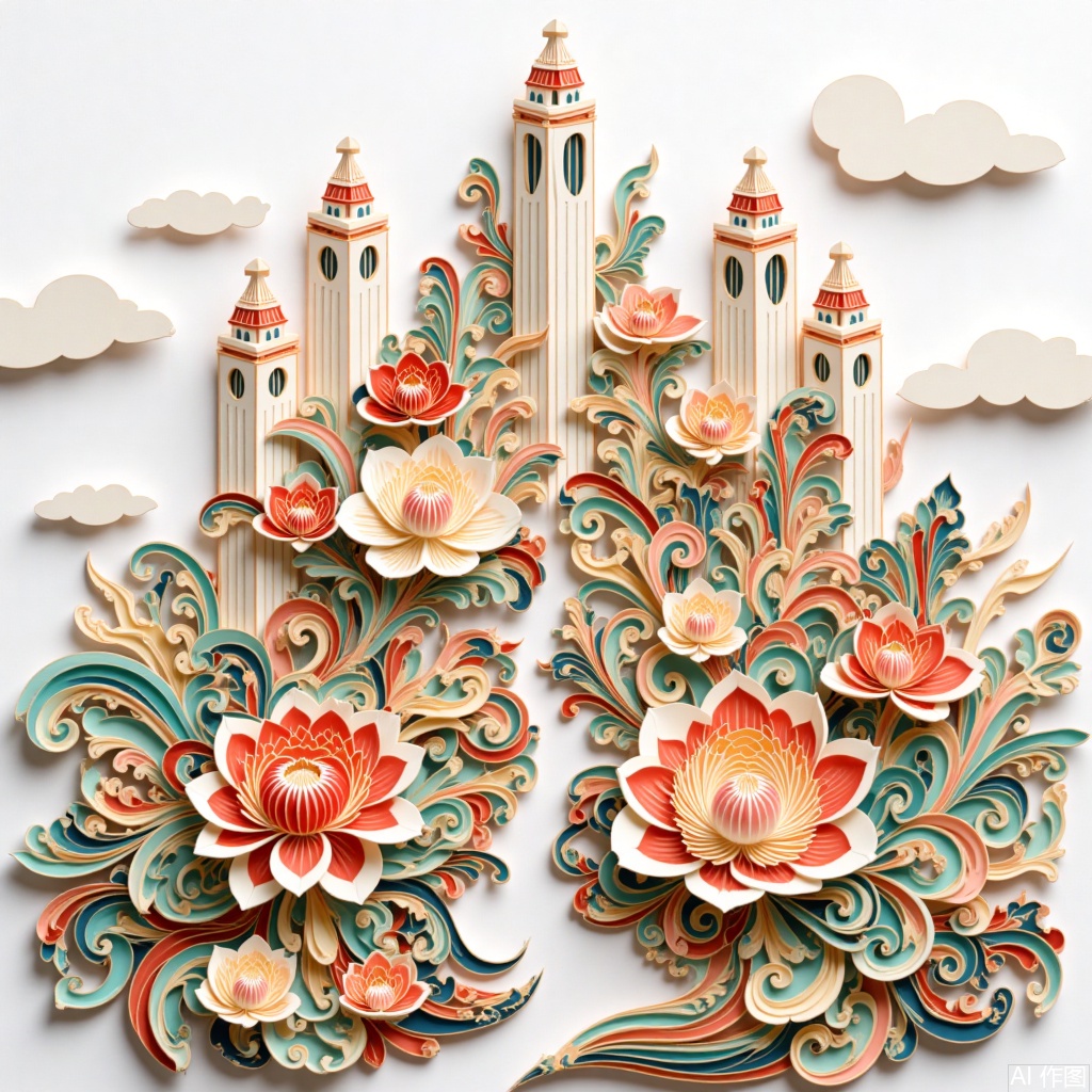 Paper quilling art,cheongsam,Future city,Group photo,Magical plant,City in the cloud,Future architecture,Minimalist and small fresh.,Pattern illustration,Chinese painting of flowers and birds
