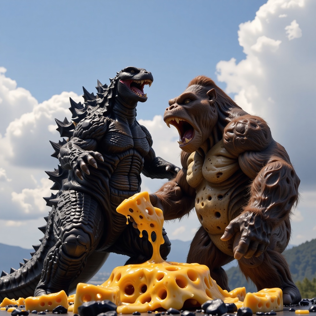 godzilla and kong made out cheeese,  aesthetic on Tensor.Art