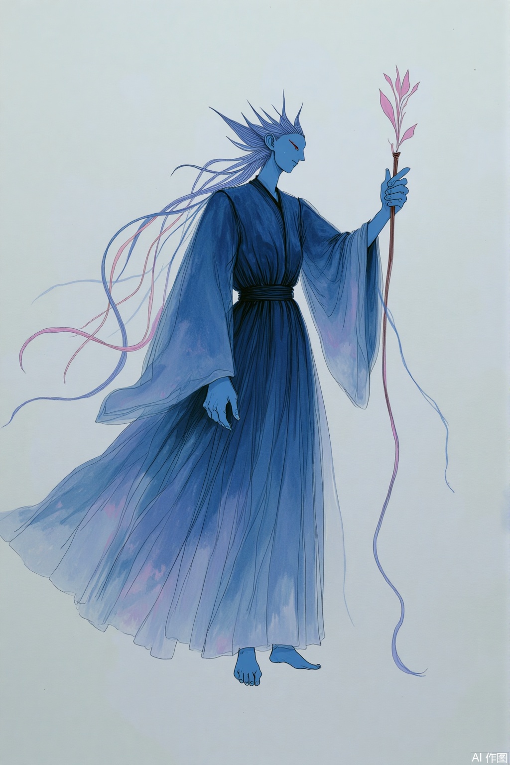 OBhxiang,
Imagine a spectral conductor orchestrating the symphony of a sleeping mind. Its humanoid form is a translucent blend of soft pink and light purple watercolor, shimmering with an inner, musical energy. Delicate streams of deep indigo ink flow from its outstretched hands, shaping the melodic patterns and harmonic structures of the dream's soundtrack. Its movements are graceful and precise, each gesture influencing the ebb and flow of auditory illusions within the subconscious. An aura of creative harmony surrounds it, a silent resonance that permeates the very fabric of the dreamscape. Its face is serene and focused, its eyes closed in rapturous attention to the unfolding sonic tapestry. This entity is the maestro of the night, a silent composer guiding the auditory landscapes of our inner worlds, its performance a delicate balance of ethereal melodies and resonant silence.
