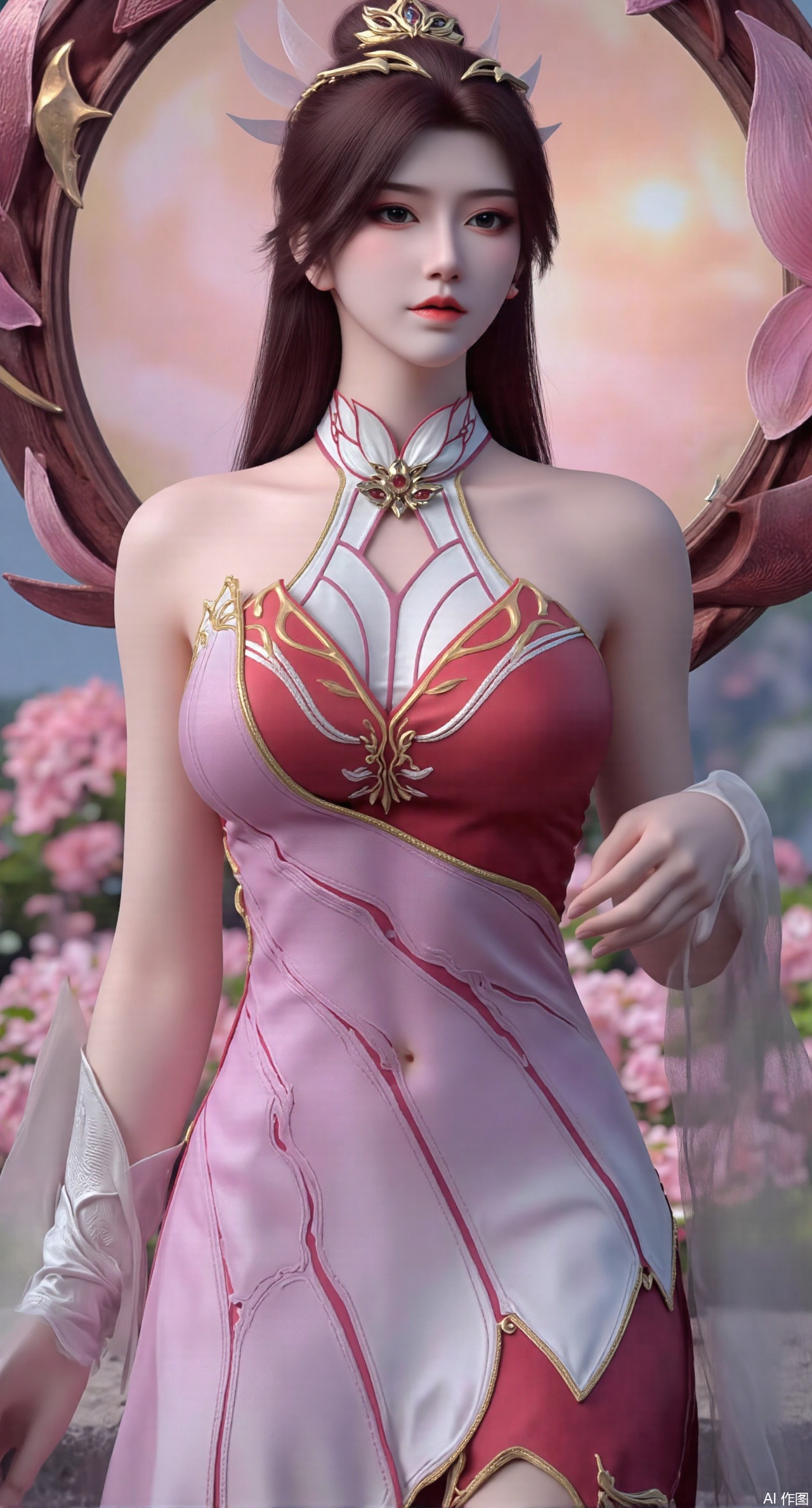 (masterpiece:1.2),best quality,absurdres,masterpiece,original,extremely detailed wallpaper,perfect lighting,1girl,solo,looking at viewer,(cowboy_shot:1.3),long hair,high heels,blurry background,depth of field,motion blur,(long dress:1.23),china_dress,chinese_style,bare shouders,crystal_earrings,headpiece,hair_tie,chest_jewel,gem,necklace,jewelry,in summer,day,outdoors,nature,garden,,(standing,Hydrangea, Hydrangea Field:1.69),(huge breasts:2.99),(full breasts:2.99),Xanmiaoyi,Xyunwangshu,XlishaoyinY,Xbaixue,XanmiaoyiY,Xxiuqiuhua,XbaiyuerongY,XyunyunX,XqingnvzongZM,Xjuzi,Xshangguanweier,XanmiaoyiXY,XyunyunXY,Xjiangziyue,Xmeining,Xweinina,Xlenhuan,Xbabata,Xhuajin,Xjiangbilan,XbaihehuaiX