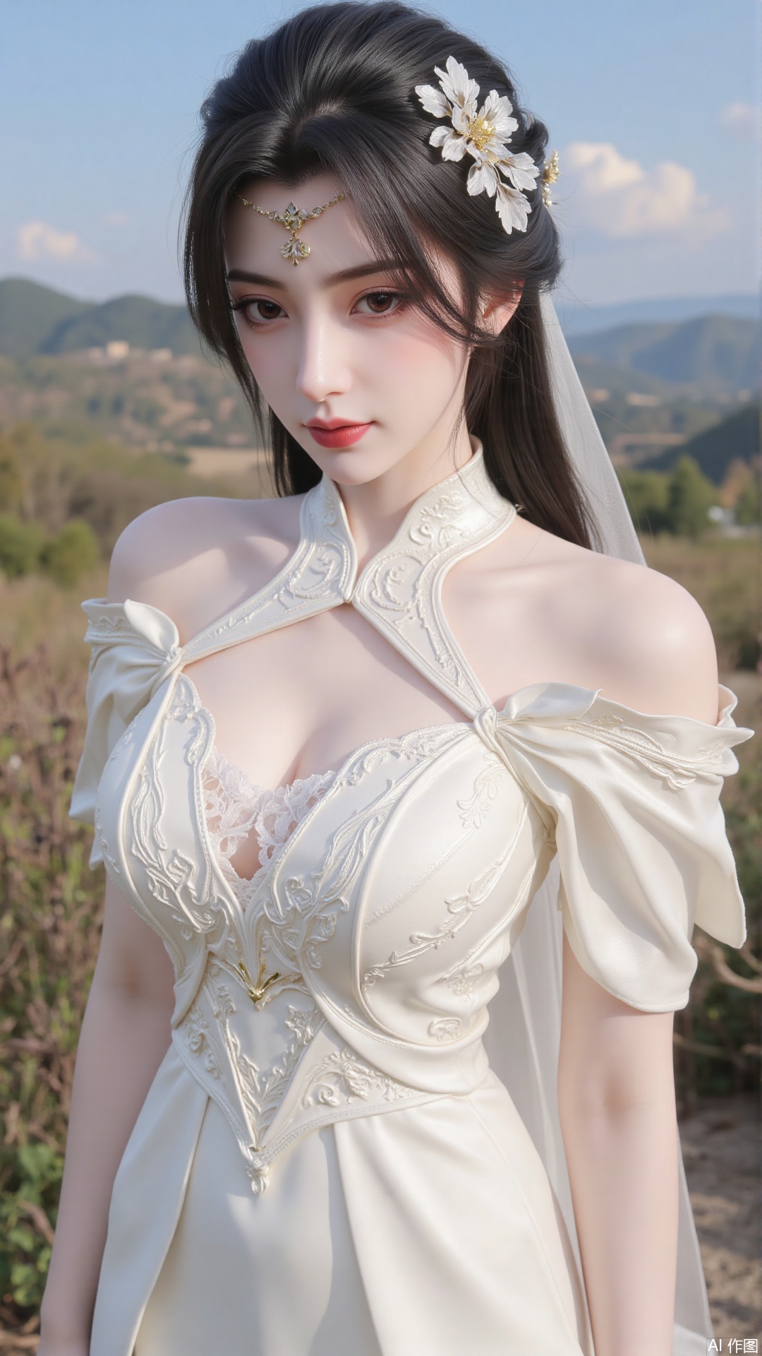 1girl,  white wedding dress,  looking at viewer by Tim_Yi on Tensor.Art