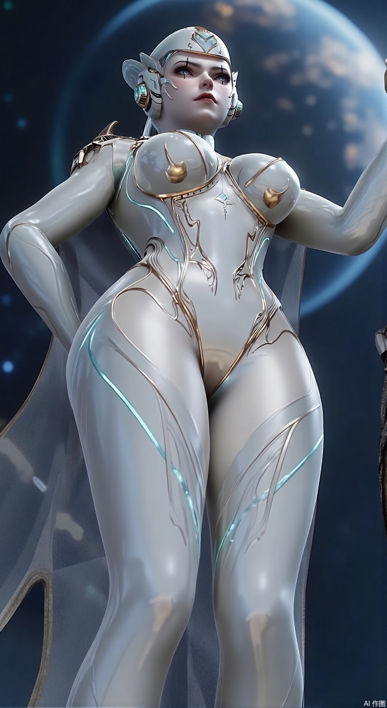 sfw,(masterpiece:1.2),best quality,absurdres,masterpiece,original,extremely detailed wallpaper,perfect lighting,1girl,solo,looking at viewer,(cowboy_shot:1.3),short hair,high heels,blurry background,depth of field,motion blur,crystal_earrings,headpiece,in summer,day,outdoors,nature,(Space, planetary belt, Earth,Jupiter, Milky Way in the background:1.69),(huge breasts:2.99),(full breasts:2.99),Xzhihua,Xsiyouyou,Xyanruyu,Xmoxiaonan,Xyeqingxian,Xyinxuehou,Xpoyuhou,XbaihehuaiX,Xjiangbilan,Xhuajin