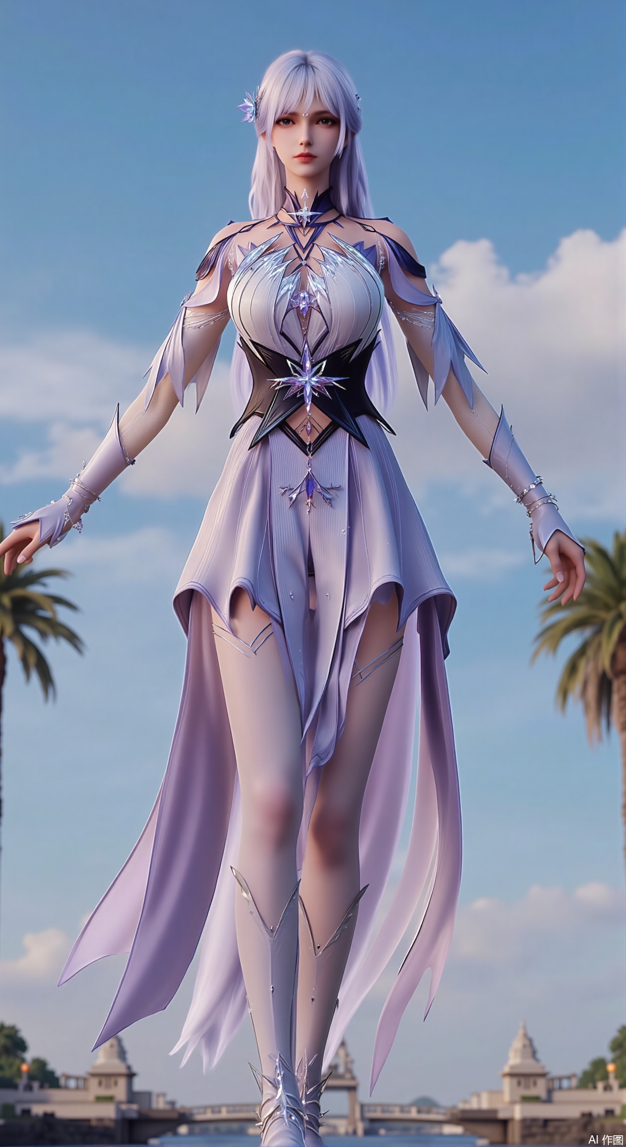 sfw,(masterpiece:1.2),best quality,absurdres,masterpiece,original,extremely detailed wallpaper,perfect lighting,1girl,solo,looking at viewer,(cowboy_shot:1.3),short hair,high heels,blurry background,depth of field,motion blur,crystal_earrings,headpiece,in summer,day,outdoors,nature,(standing,Seaside, beach, sailboat, coconut trees:1.59),(huge breasts:2.99),(full breasts:2.99),Xzhihua,Xsiyouyou,Xyanruyu,Xmoxiaonan,Xyeqingxian,Xyinxuehou,Xpoyuhou,XbaihehuaiX,Xjiangbilan,Xhuajin,XshengcaierY,Xmengyuyi,Xxiaomei