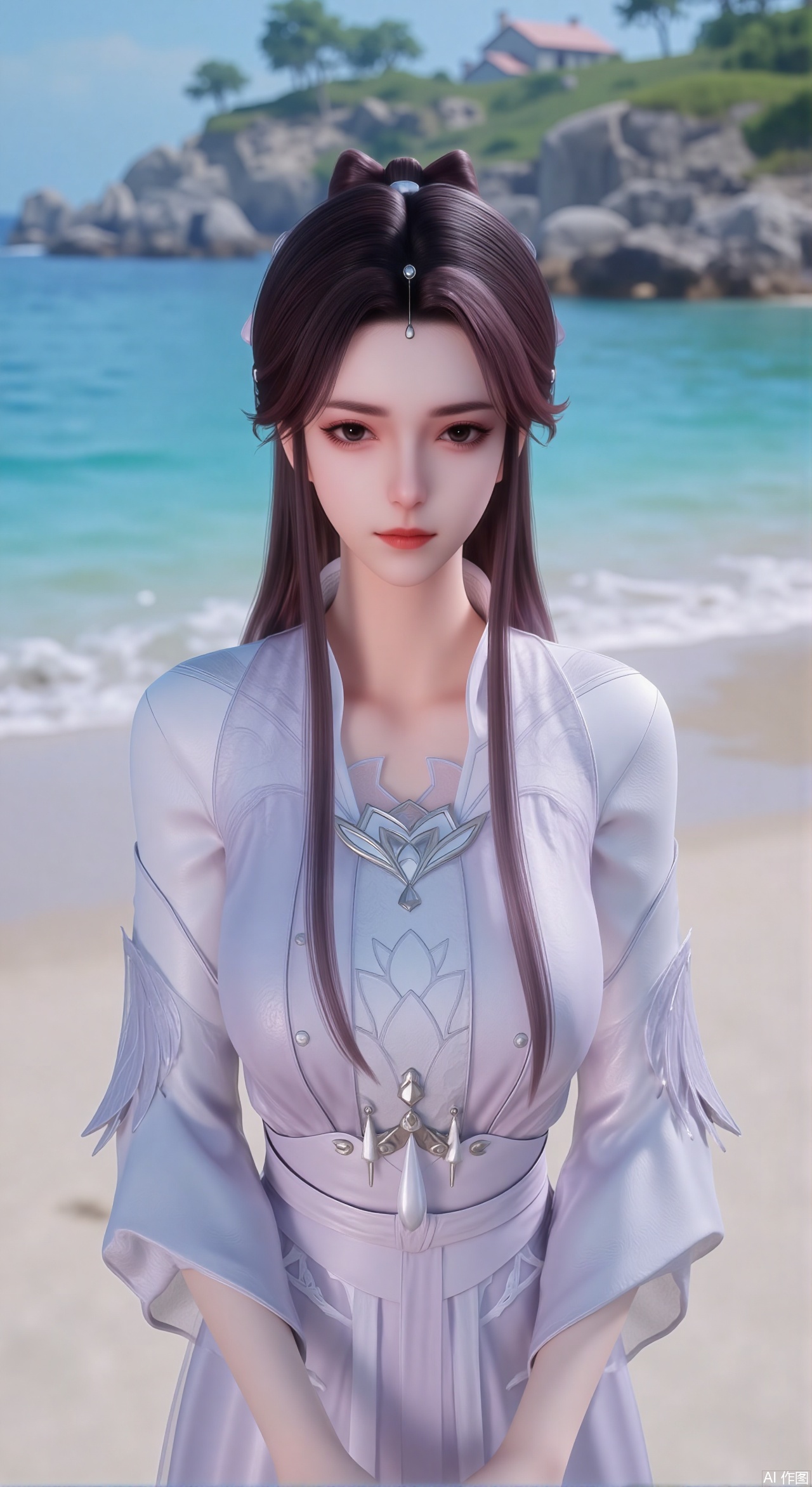 sfw,(masterpiece:1.2),best quality,absurdres,masterpiece,original,extremely detailed wallpaper,perfect lighting,1girl,solo,looking at viewer,(cowboy_shot:1.3),short hair,high heels,blurry background,depth of field,motion blur,crystal_earrings,headpiece,in summer,day,outdoors,nature,(standing,Seaside, beach, sailboat, coconut trees:1.59),(huge breasts:2.99),(full breasts:2.99),Xzhihua,Xsiyouyou,Xyanruyu,Xmoxiaonan,Xyeqingxian,Xyinxuehou,Xpoyuhou,XbaihehuaiX,Xjiangbilan,Xhuajin,XshengcaierY,Xmengyuyi,Xxiaomei