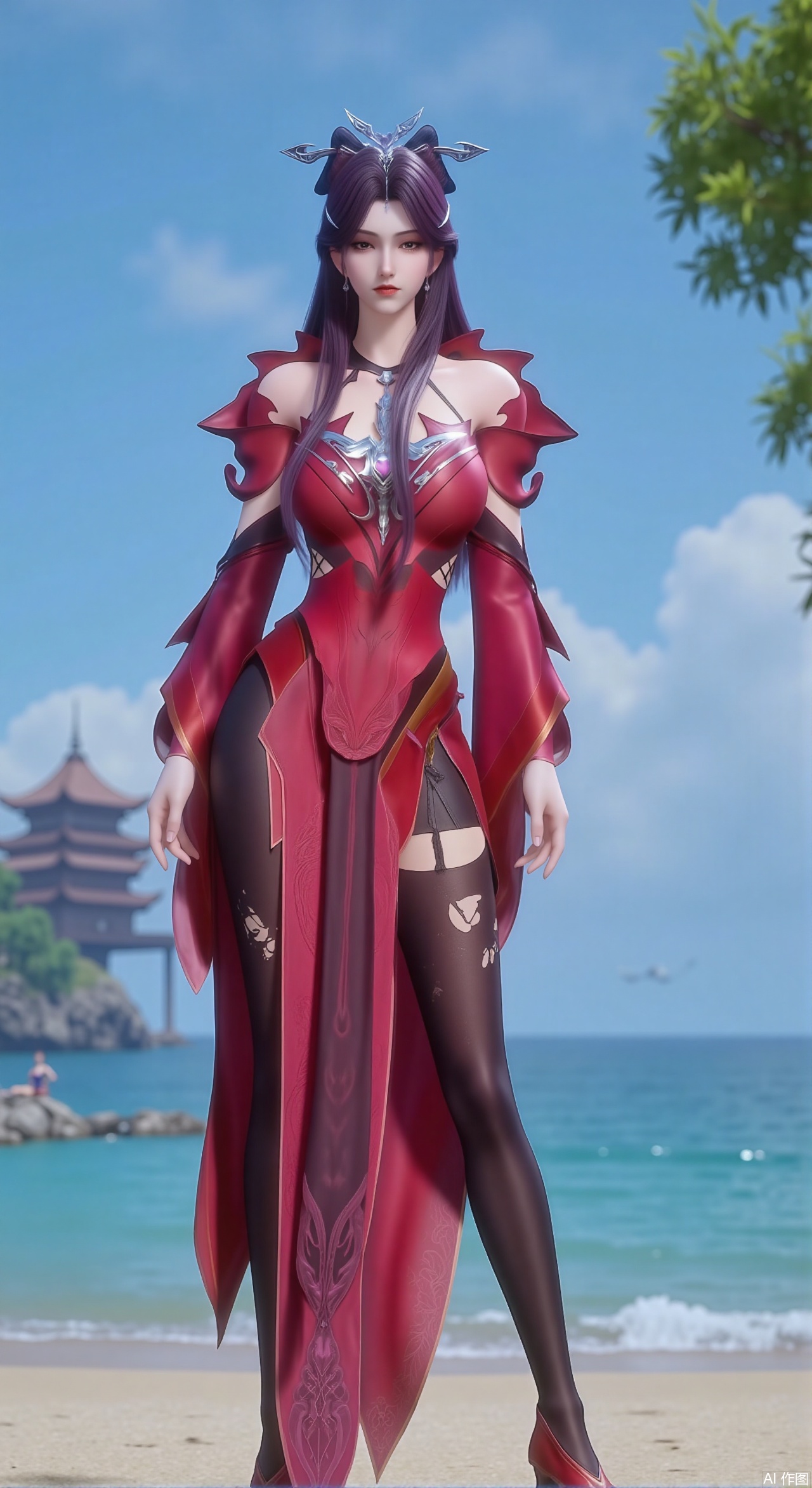 sfw,(masterpiece:1.2),best quality,absurdres,masterpiece,original,extremely detailed wallpaper,perfect lighting,1girl,solo,looking at viewer,(cowboy_shot:1.3),short hair,high heels,blurry background,depth of field,motion blur,crystal_earrings,headpiece,in summer,day,outdoors,nature,(standing,Seaside, beach, sailboat, coconut trees:1.59),(huge breasts:2.99),(full breasts:2.99),Xzhihua,Xsiyouyou,Xyanruyu,Xmoxiaonan,Xyeqingxian,Xyinxuehou,Xpoyuhou,XbaihehuaiX,Xjiangbilan,Xhuajin,XshengcaierY,Xmengyuyi,Xxiaomei