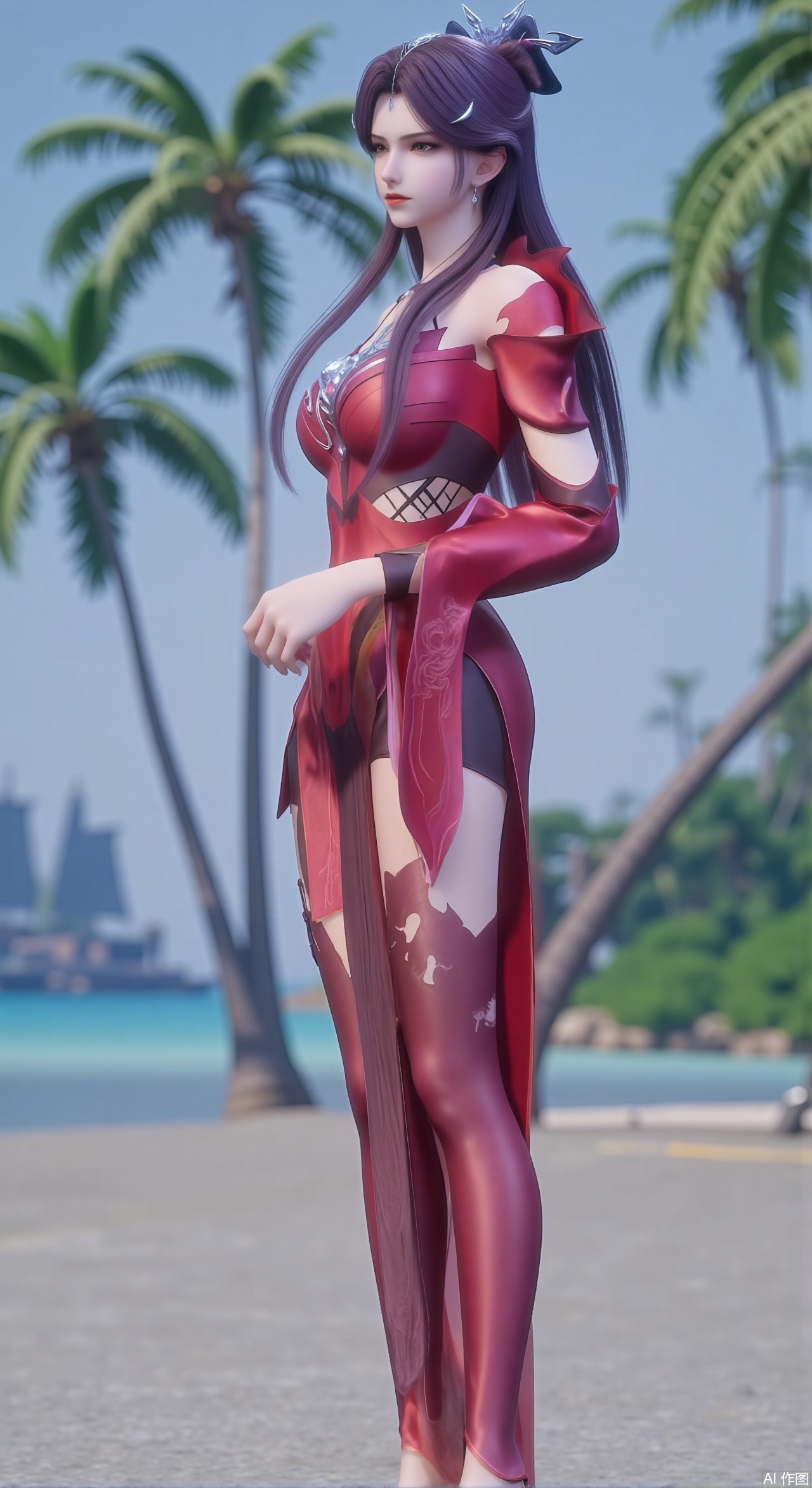 sfw,(masterpiece:1.2),best quality,absurdres,masterpiece,original,extremely detailed wallpaper,perfect lighting,1girl,solo,looking at viewer,(cowboy_shot:1.3),short hair,high heels,blurry background,depth of field,motion blur,crystal_earrings,headpiece,in summer,day,outdoors,nature,(standing,Seaside, beach, sailboat, coconut trees:1.59),(huge breasts:2.99),(full breasts:2.99),Xzhihua,Xsiyouyou,Xyanruyu,Xmoxiaonan,Xyeqingxian,Xyinxuehou,Xpoyuhou,XbaihehuaiX,Xjiangbilan,Xhuajin,XshengcaierY,Xmengyuyi,Xxiaomei