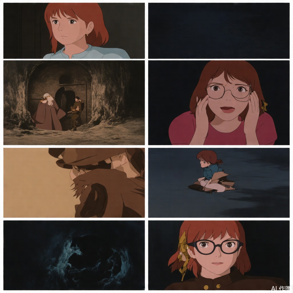 Scene 1: Dark Room In a dimly lit room, a black-haired girl, DOROTHY, sits before a mirror. Her hair is in a thick braid, and she wears large black glasses. She asks the mirror who the most beautiful person is. Scene 2: Mirror’s Reflection The mirror shows DOROTHY’s face, partially hidden by long black bangs and glasses. Her lips are red and full, suggesting beauty beneath the gloom. Scene 3: Revelation DOROTHY smiles and says, “It’s me, Dorothy.” Suddenly, the door opens, flooding the room with sunlight. Scene 4: Sister’s Entrance ALICE, a blonde beauty, enters, brightness contrasting with the room’s darkness. She opens the curtains, dispelling the shadows. Scene 5: Conflict DOROTHY, now fully visible with pale skin, shields her eyes and accuses ALICE of stealing her inheritance. ALICE rolls her eyes. Scene 6: Reality Check ALICE interrupts DOROTHY’s dramatics, revealing their father is a poor wizard. She offers DOROTHY an envelope of allowance from their mother. Scene 7: Acceptance DOROTHY, despite her earlier rant, quickly accepts the money, revealing her true priorities. ALICE shakes her head, exasperated.