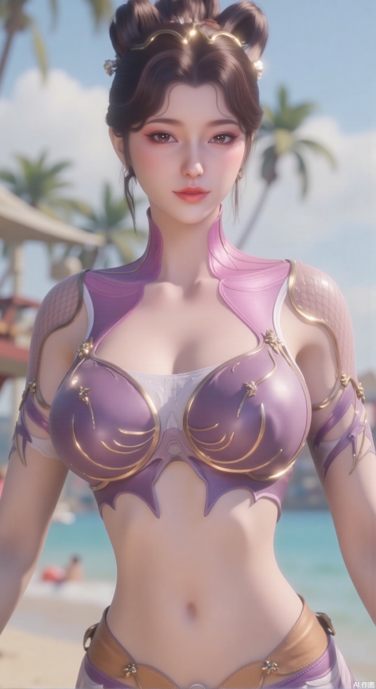 ,(masterpiece:1.2),best quality,absurdres,masterpiece,original,extremely detailed wallpaper,perfect lighting,1girl,solo,looking at viewer,(cowboy_shot:1.3),short hair,high heels,blurry background,depth of field,motion blur,crystal_earrings,headpiece,in summer,day,outdoors,nature,(standing,Seaside, beach, sailboat, coconut trees:1.59),(huge breasts:2.99),(full breasts:2.99),Xzhihua,Xsiyouyou,Xyanruyu,Xmoxiaonan,Xyeqingxian,Xyinxuehou,Xpoyuhou,XbaihehuaiX,Xjiangbilan,Xhuajin,XshengcaierY,Xmengyuyi,Xxiaomei,Xhujiaoer,Xfuxinyun,Xhumeier