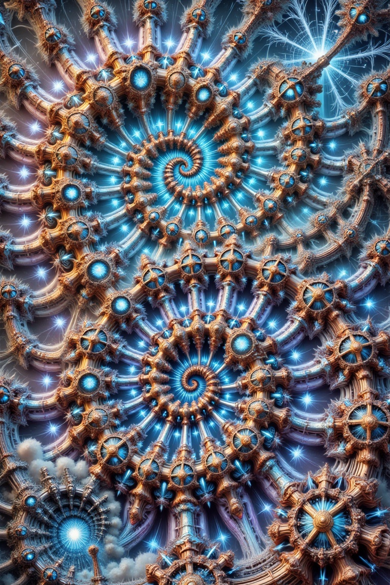 Surreal collection of adorable eyes in a dreamy pastel void,  each eye featuring intricate fractal irises spiraling inward...