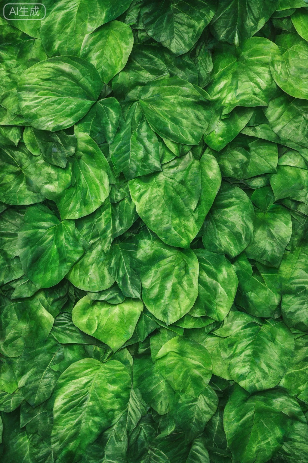 masterpiece, , The image depicts a lush, green environment filled with large, broad leaves. The leaves are vibrant and have a glossy texture, with veins running through them. The lighting highlights the natural sheen and subtle variations in color, giving the leaves a fresh and healthy appearance. The background is a mix of similar green foliage, creating a dense and immersive natural setting. The overall composition emphasizes the rich, verdant nature of the plants.