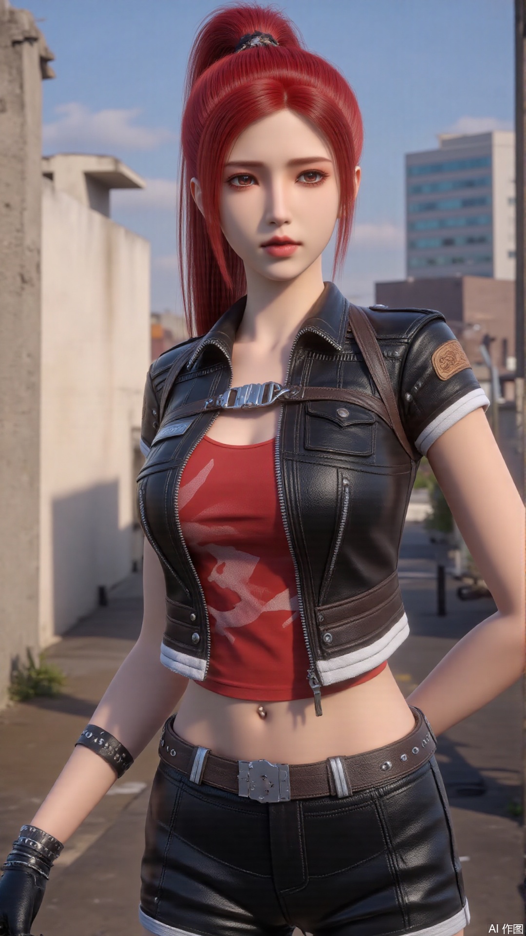 1girl, mischevious smile, perfect body, scenery, sharp focus, best quality, masterpiece, detailed outfit, illustration, perfect eyes, finely detailed beautiful anime eyes, realistic skin, intricate details, best lighting, depth of field, ultra high resolution,cowboy_shot