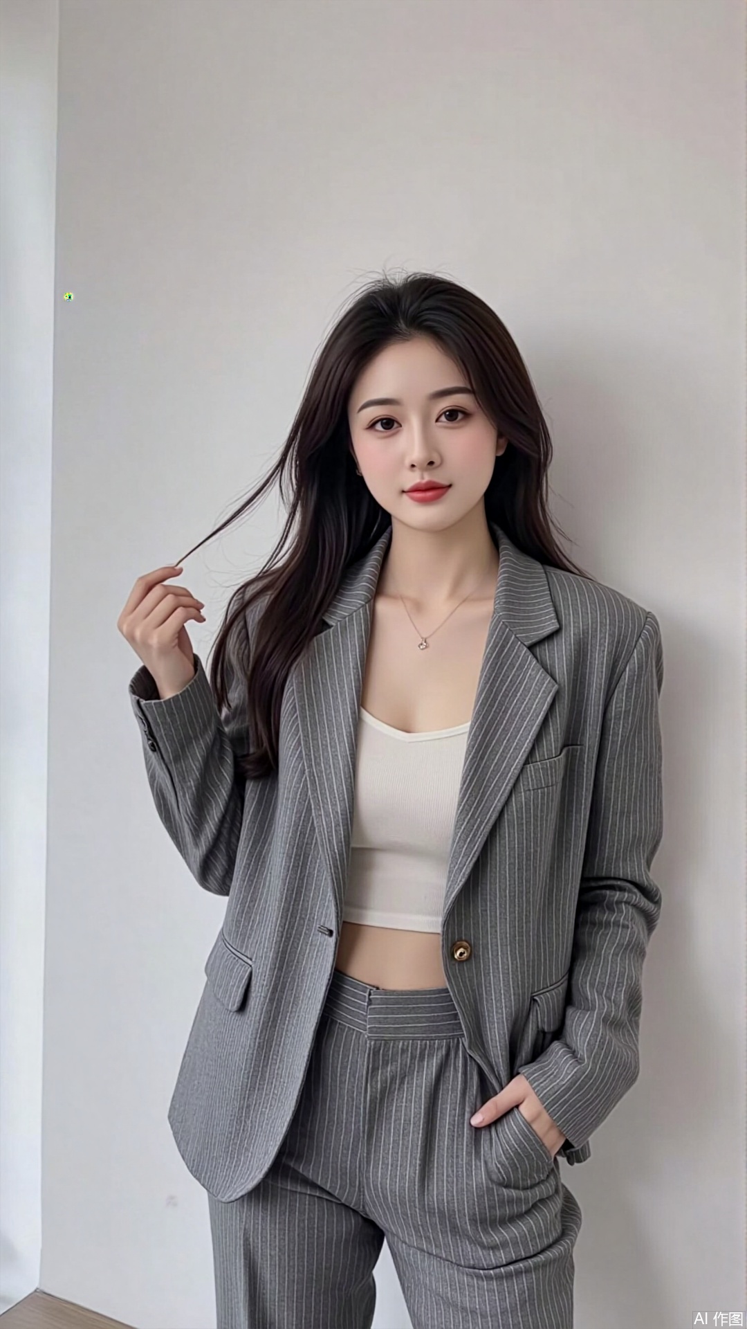 For modern outfits, it is recommended to pair an oversized suit jacket with high-waisted wide-leg pants to create a capable and neat image of a slightly fat goddess in the workplace; or use an oversize sweater and a short skirt to show a lazy and casual casual style, use the length and short combination to highlight the sense of layering and weaken the body's shortcomings.