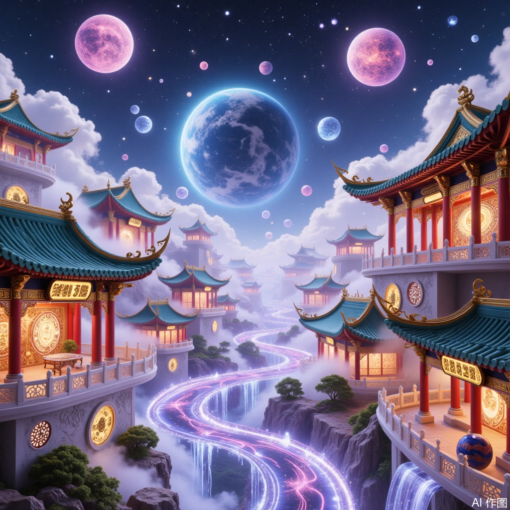 Chinese-style city,  glittering and translucent,  scenery by 嘉嘉 on Tensor.Art