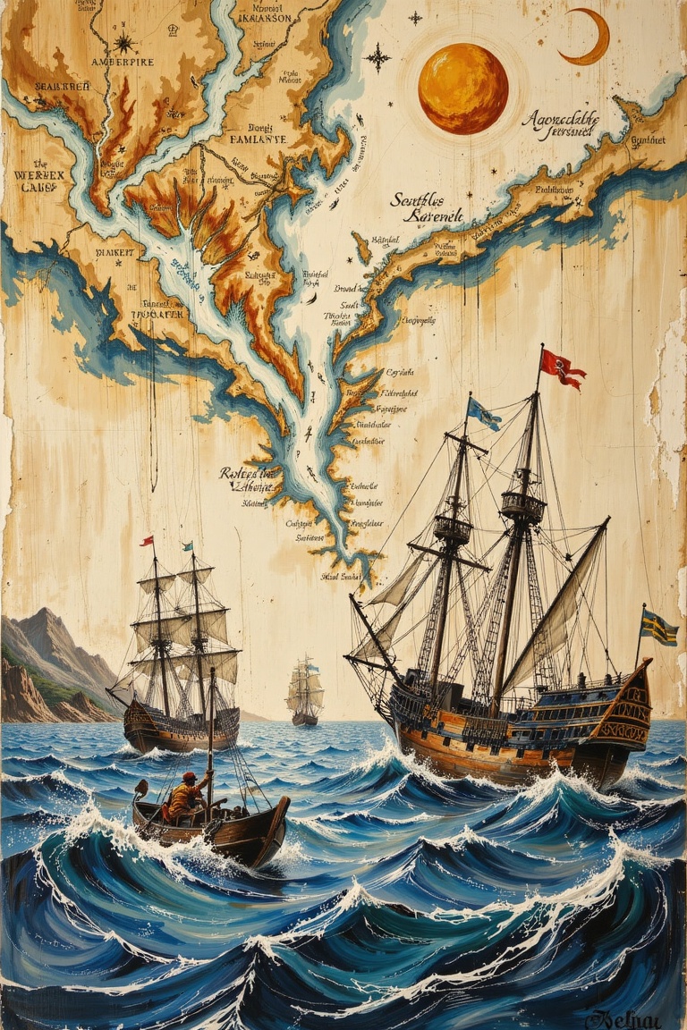 Maps,  painting,  ink-style on Tensor.Art