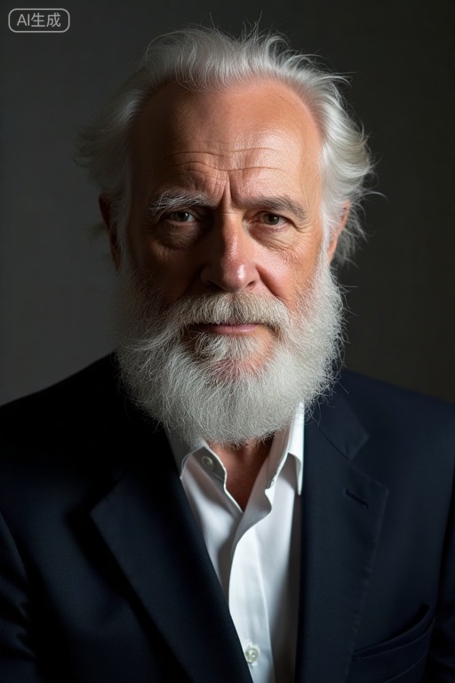 FRESHIDEAS Light and Shadow Realistic Photography Elderly Male,White Beard,Suit,
