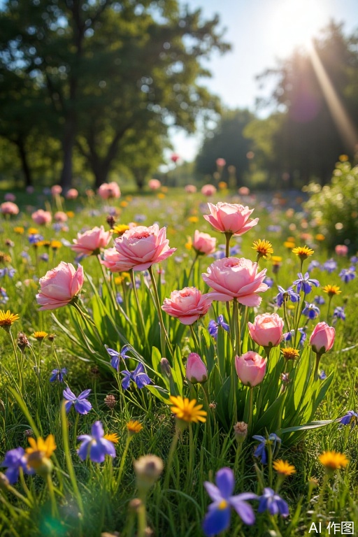 Exquisite scenery,
Stepping into this lawn, it feels like falling into a palette that is overturned. Pink roses dance lightly on the grass stems, yellow daisies dot the green fields, and blue-purple iris stretch like butterfly wings. The breeze blows, the flowers surging, the sweet fragrance swepts into the face with the breath of grass, the rustling sound of petals and grass leaves, accompanied by the humming hum of bees, weave a natural waltz. The sun shines gently, and each flower is covered with gold edges. As the light and shadow sway, the whole lawn is as beautiful as a dream, making people unable to see it.